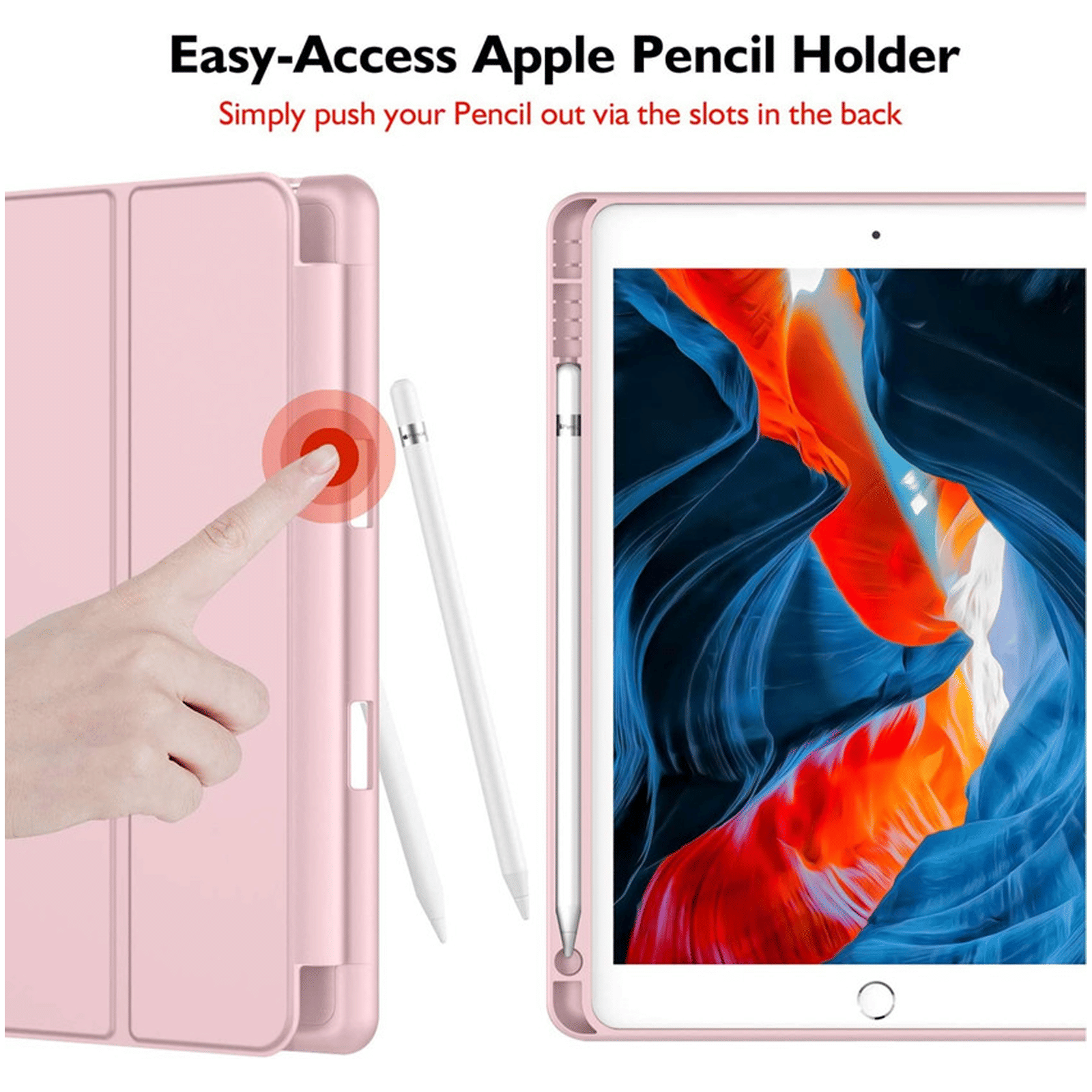 Vaku Stallion Series Microfiber Flip Cover for Apple iPad 10.2 Inch (7th, 8th, 9th Gen) (Built-in Pencil Holder, Pink)_5