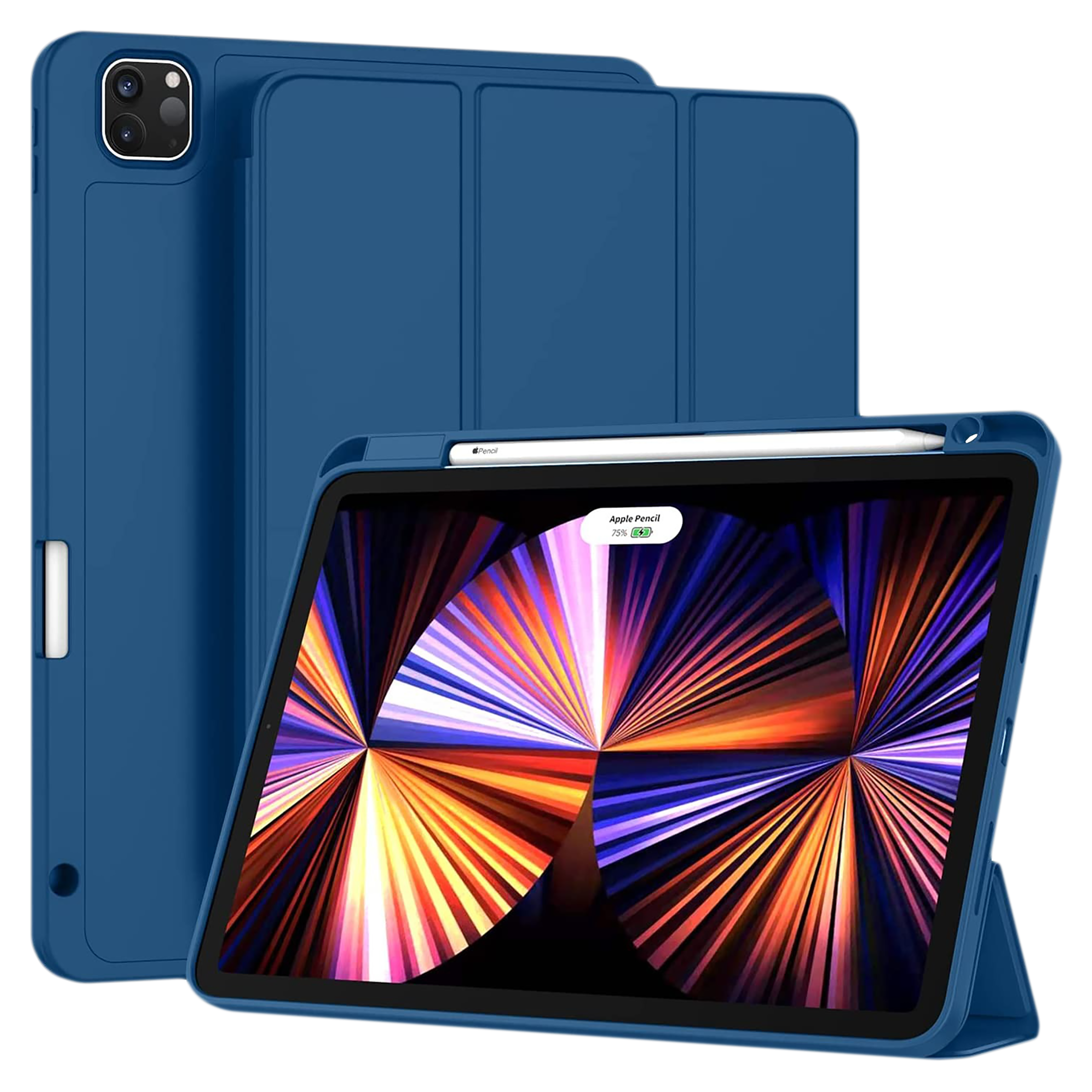Vaku Stallion Trifold Polyurethane Leather, Silicone Flip Cover for Apple iPad Pro 11 Inch, iPad Air (4th Gen) (Wireless Charging Support, Blue) Vaku Stallion Trifold Polyurethane Leather, Silicone Flip Cover for Apple iPad Pro 11 Inch, iPad Air (4th Gen) (Wireless Charging Support, Blue)_1