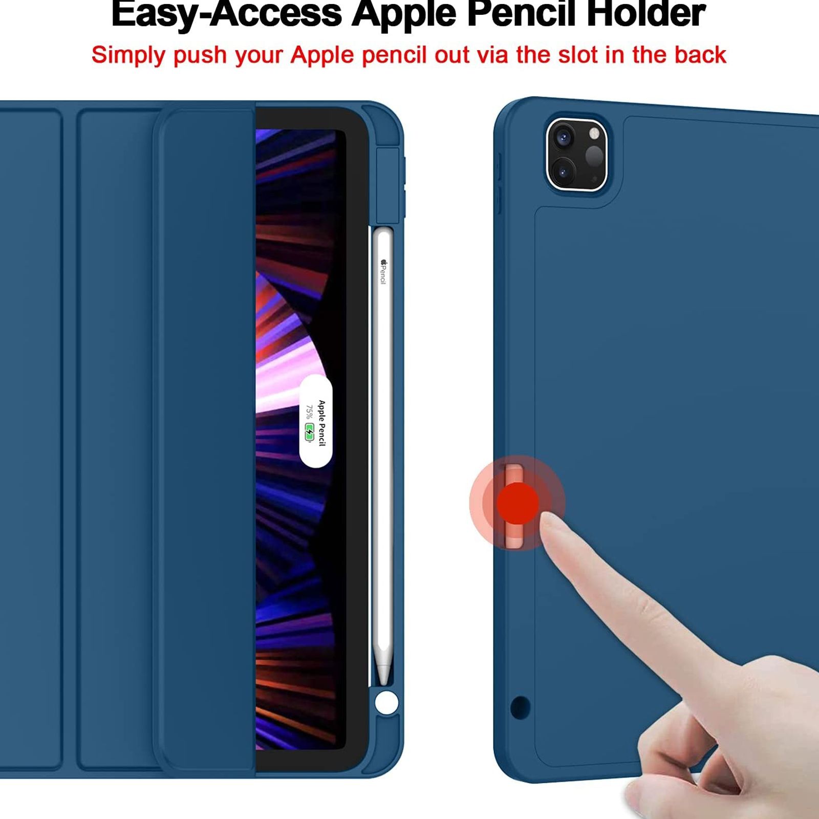 Vaku Stallion Trifold Polyurethane Leather, Silicone Flip Cover for Apple iPad Pro 11 Inch, iPad Air (4th Gen) (Wireless Charging Support, Blue) Vaku Stallion Trifold Polyurethane Leather, Silicone Flip Cover for Apple iPad Pro 11 Inch, iPad Air (4th Gen) (Wireless Charging Support, Blue)_4