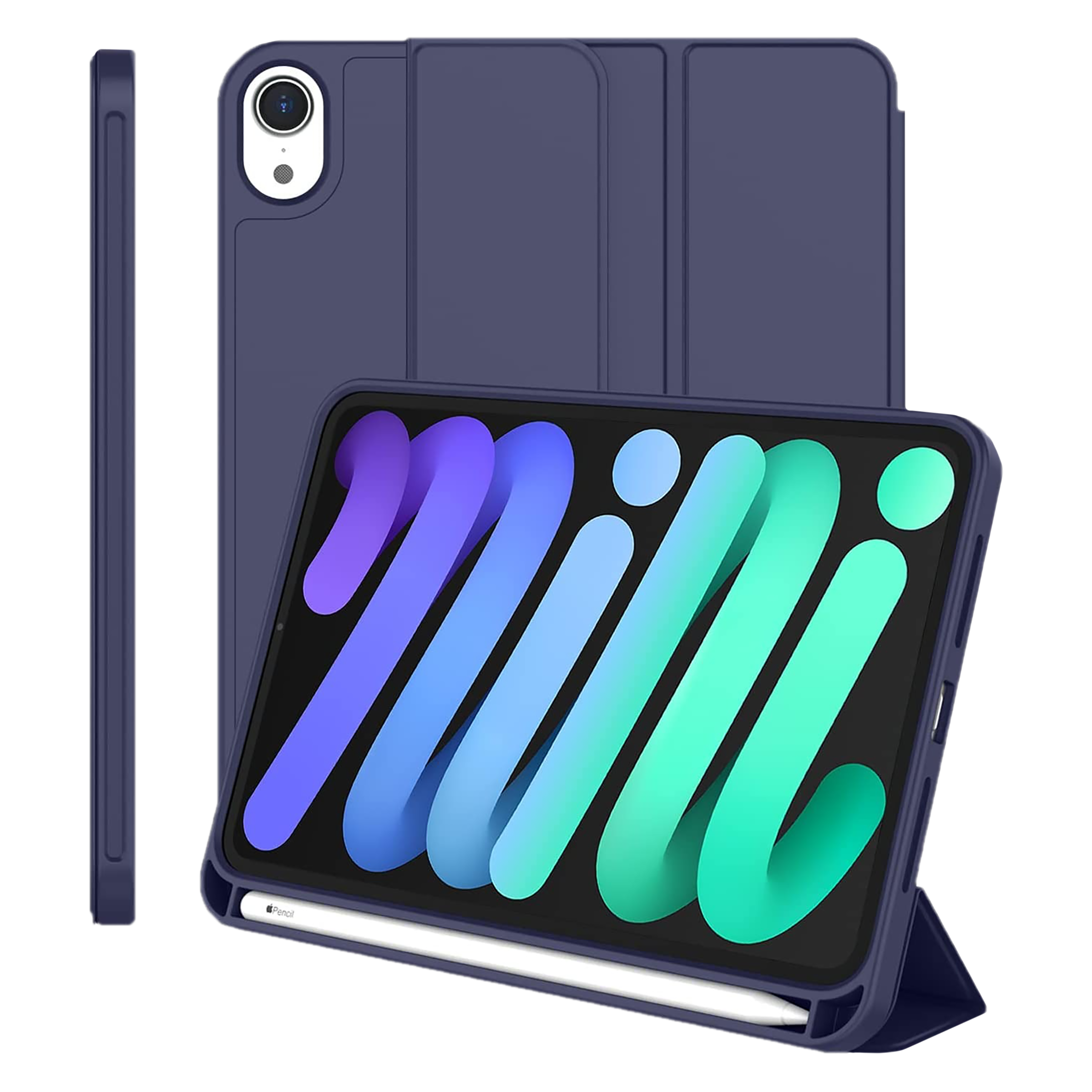 Vaku Stallion Trifold TPU Flip Cover for Apple iPad Mini (6th Gen) (Wireless Charging Support, Blue) Vaku Stallion Trifold TPU Flip Cover for Apple iPad Mini (6th Gen) (Wireless Charging Support, Blue)_1