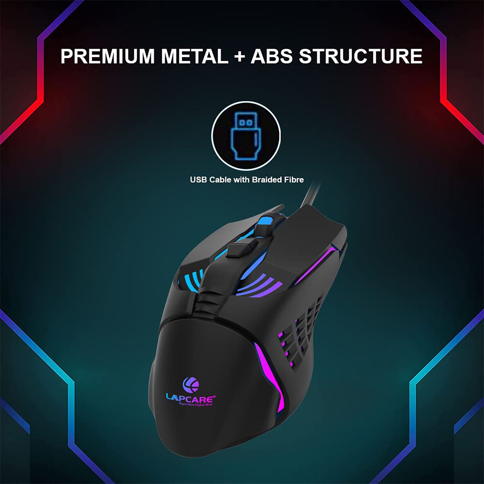 LAPCARE Champ LGM-105 Wired Optical Gaming Mouse (3600 DPI Adjustable, Ergonomic Design, Black) LAPCARE Champ LGM-105 Wired Optical Gaming Mouse (3600 DPI Adjustable, Ergonomic Design, Black)_4
