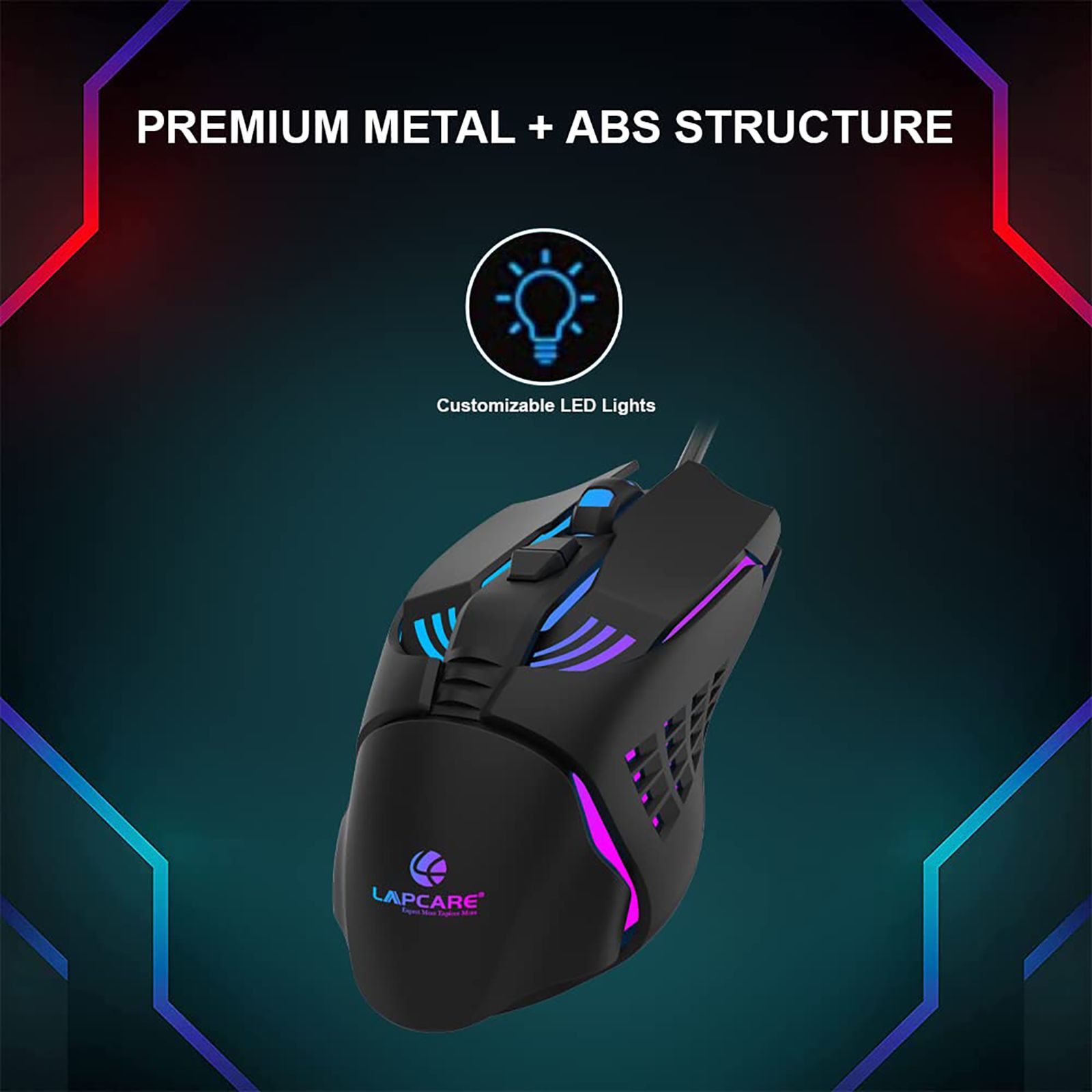 LAPCARE Champ LGM-105 Wired Optical Gaming Mouse (3600 DPI Adjustable, Ergonomic Design, Black) LAPCARE Champ LGM-105 Wired Optical Gaming Mouse (3600 DPI Adjustable, Ergonomic Design, Black)_3