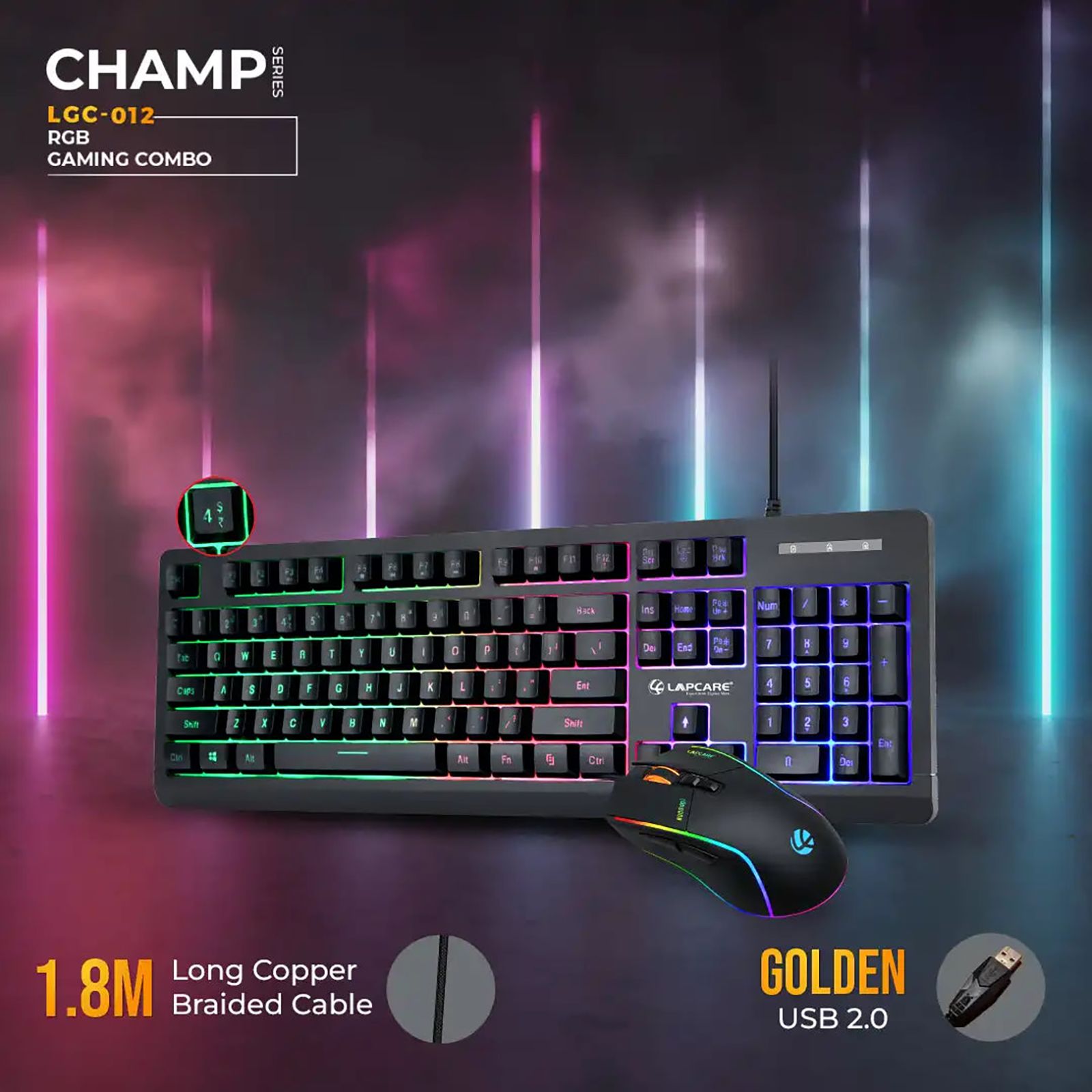 LAPCARE Champ LGC-012 Wired Gaming Keyboard and Mouse Combo (RGB Backlight, LKKBGC8018, Black) LAPCARE Champ LGC-012 Wired Gaming Keyboard and Mouse Combo (RGB Backlight, LKKBGC8018, Black)_8