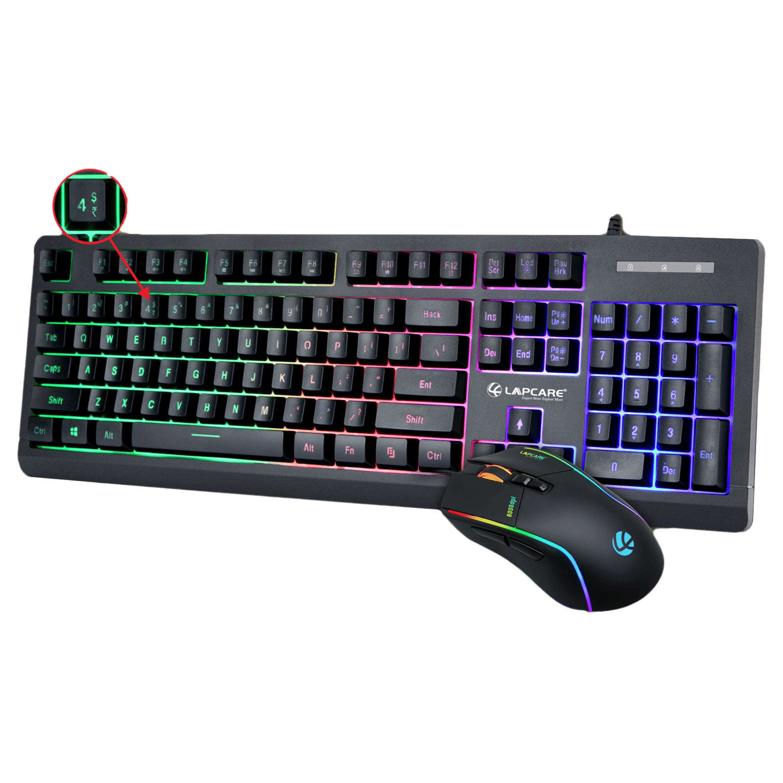 LAPCARE Champ LGC-012 Wired Gaming Keyboard and Mouse Combo (RGB Backlight, LKKBGC8018, Black) LAPCARE Champ LGC-012 Wired Gaming Keyboard and Mouse Combo (RGB Backlight, LKKBGC8018, Black)_2