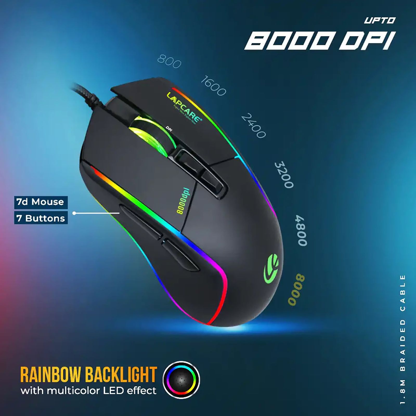 LAPCARE Champ LGC-012 Wired Gaming Keyboard and Mouse Combo (RGB Backlight, LKKBGC8018, Black) LAPCARE Champ LGC-012 Wired Gaming Keyboard and Mouse Combo (RGB Backlight, LKKBGC8018, Black)_3