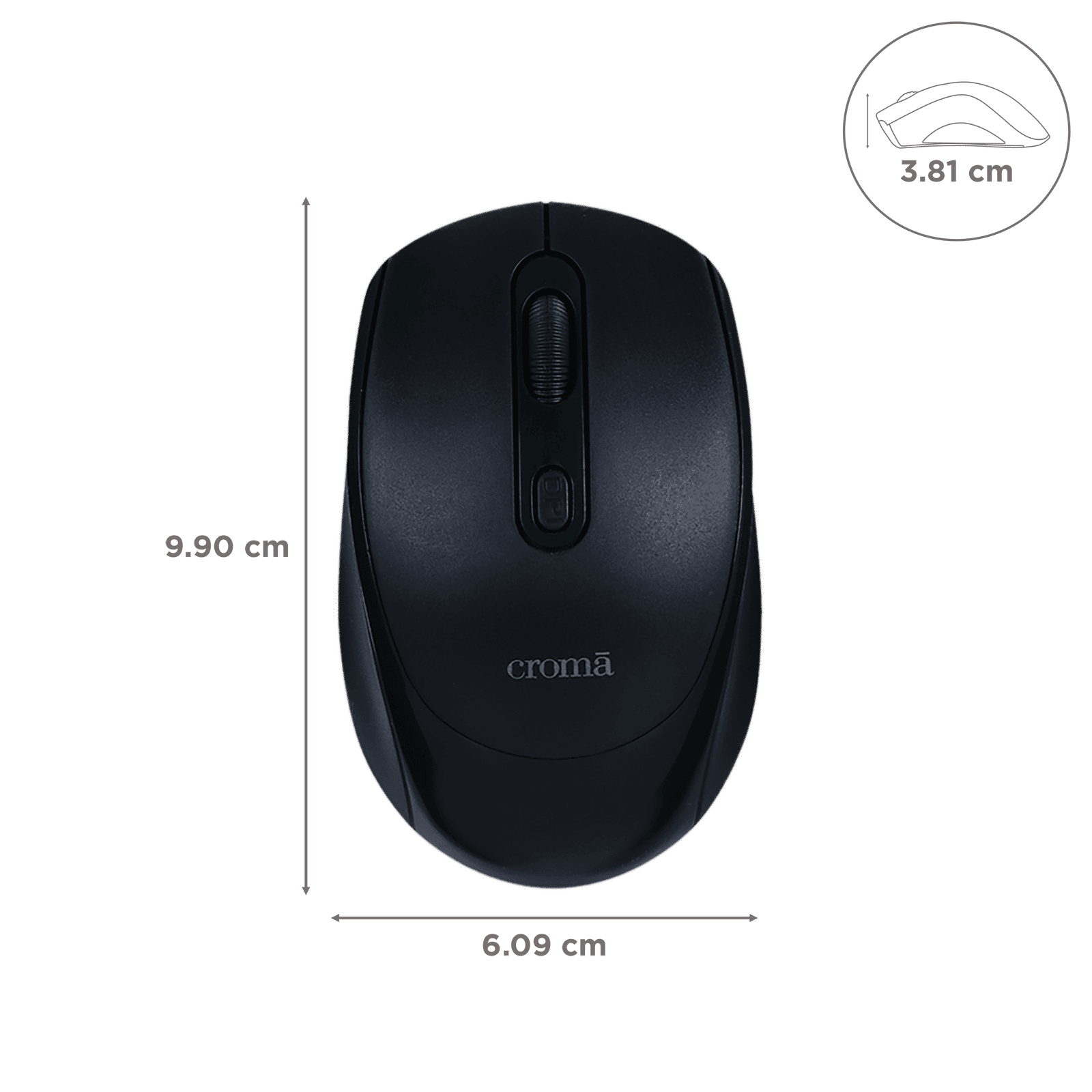 Croma 2.4 GHz Wireless Optical Mouse (Variable DPI Up to 1600, Compact & Lightweight Design, Black) Croma 2.4 GHz Wireless Optical Mouse (Variable DPI Up to 1600, Compact & Lightweight Design, Black)_3