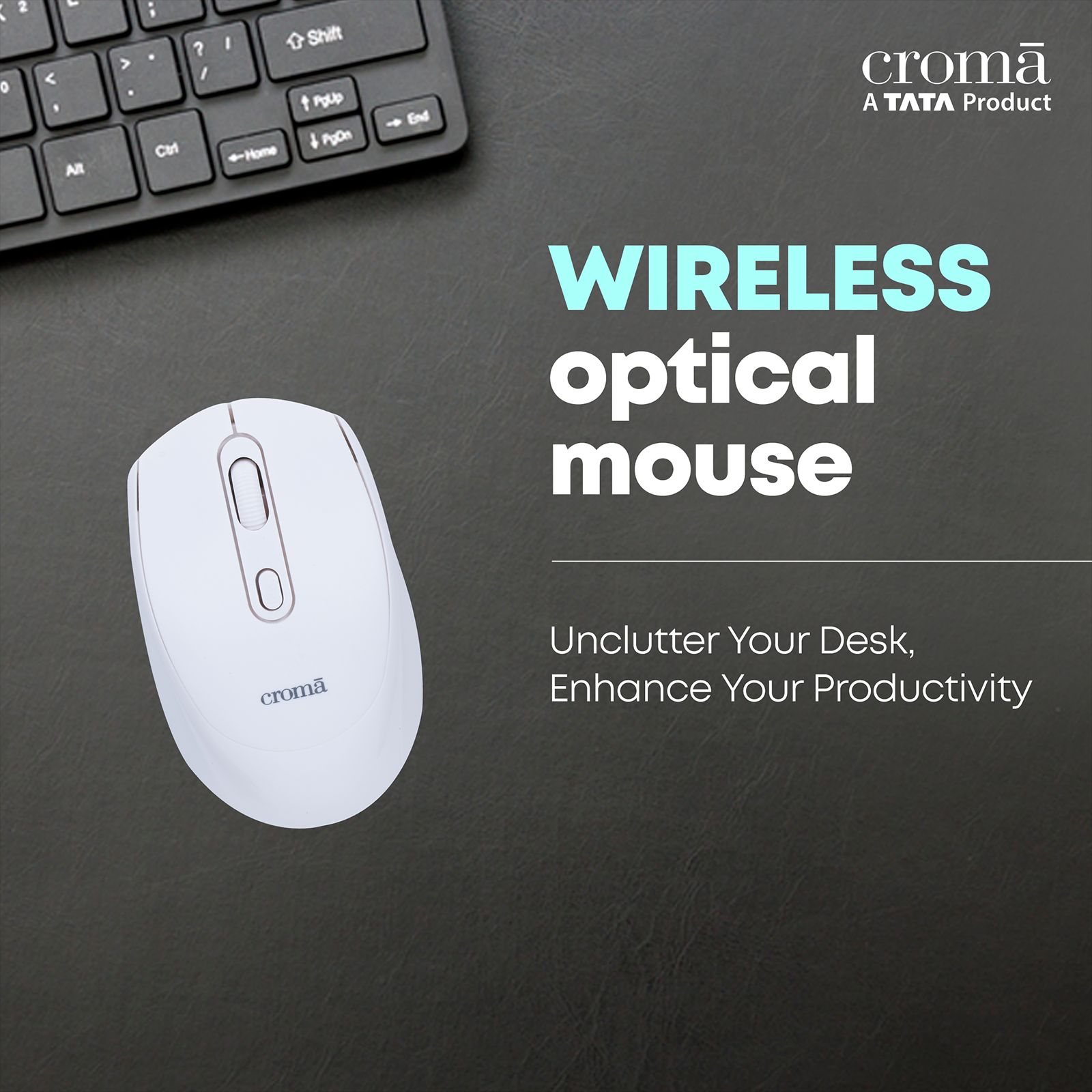 Croma Optical Wireless Mouse (1600 DPI, Compact & Lightweight Design, White)_9