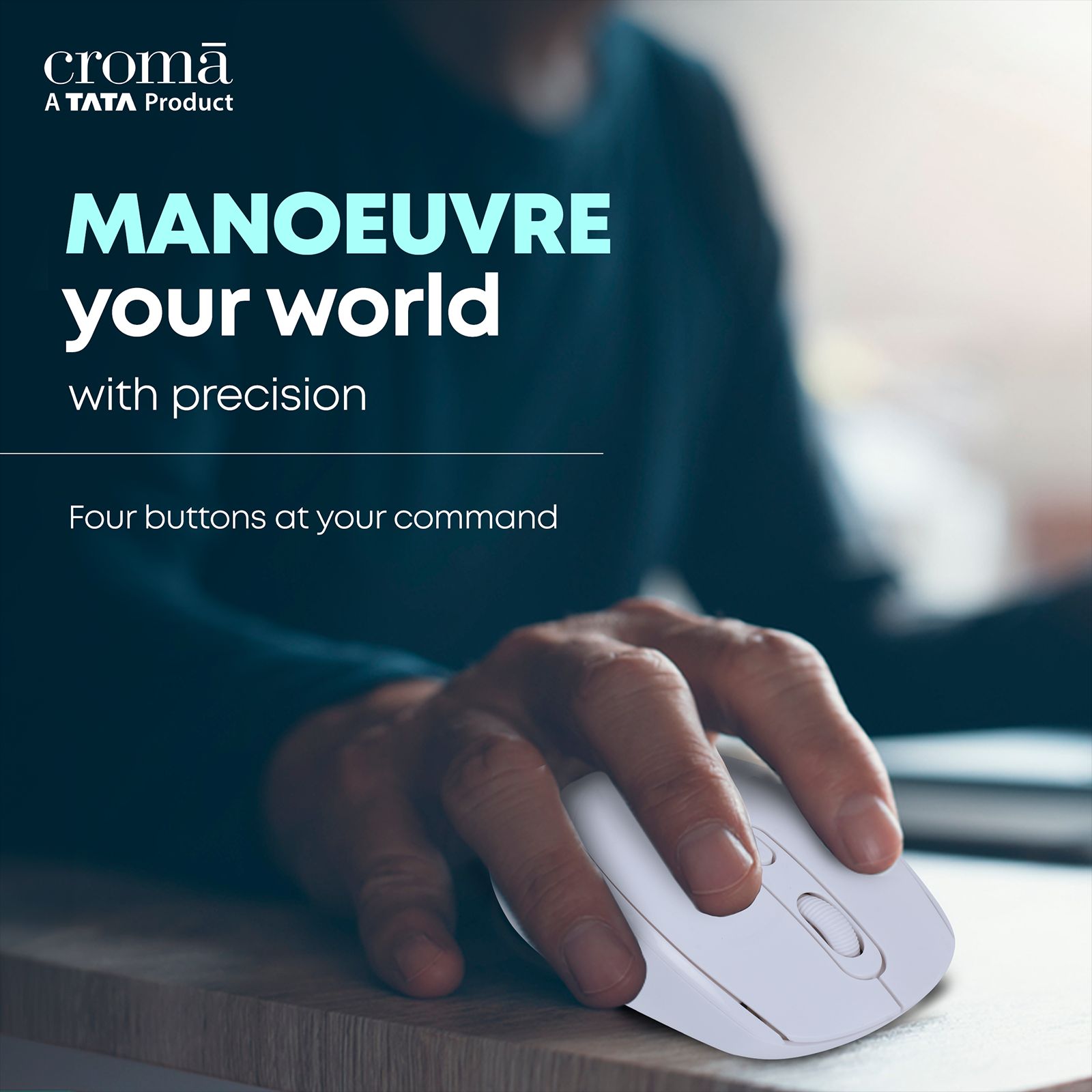Croma Optical Wireless Mouse (1600 DPI, Compact & Lightweight Design, White)_10