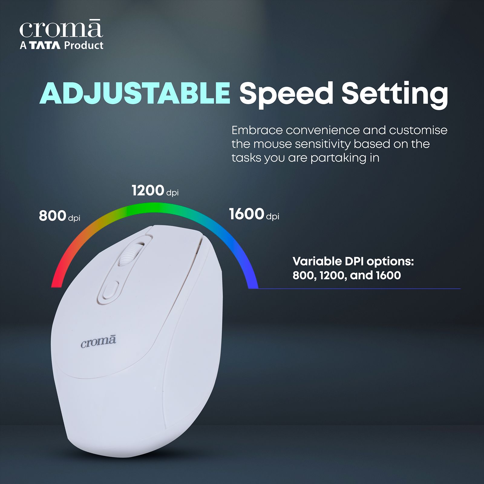 Croma Optical Wireless Mouse (1600 DPI, Compact & Lightweight Design, White)_11
