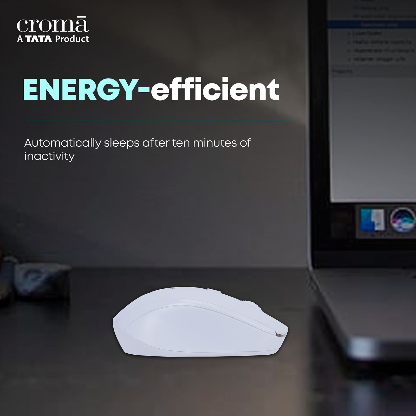 Croma Optical Wireless Mouse (1600 DPI, Compact & Lightweight Design, White)_13