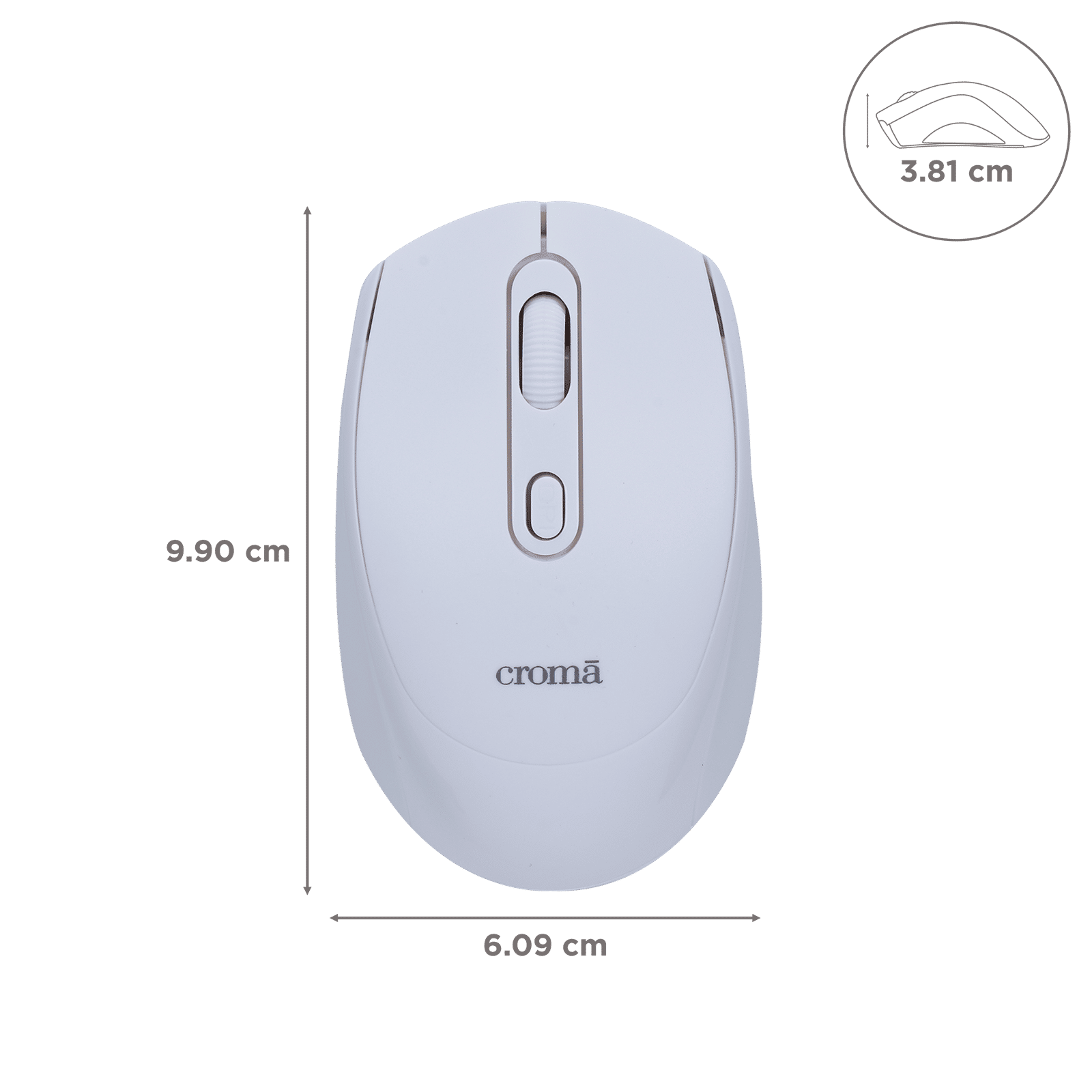 Croma Optical Wireless Mouse (1600 DPI, Compact & Lightweight Design, White)_3