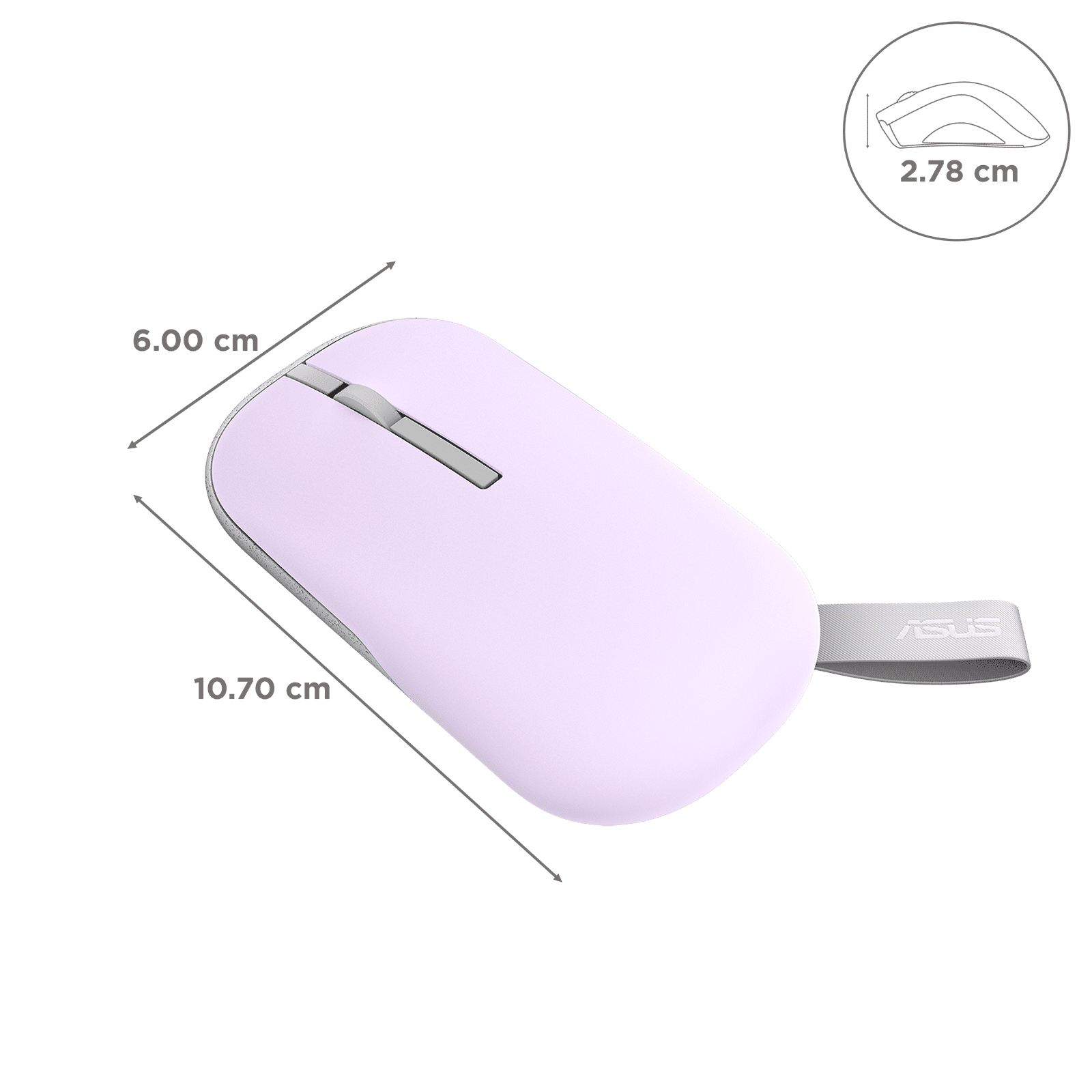 ASUS Marshmallow MD100 Bluetooth 5.0 Wireless Optical Mouse with Quiet Click Buttons (1600 DPI Adjustable, Battery Saving Technology, Mist Purple)_3