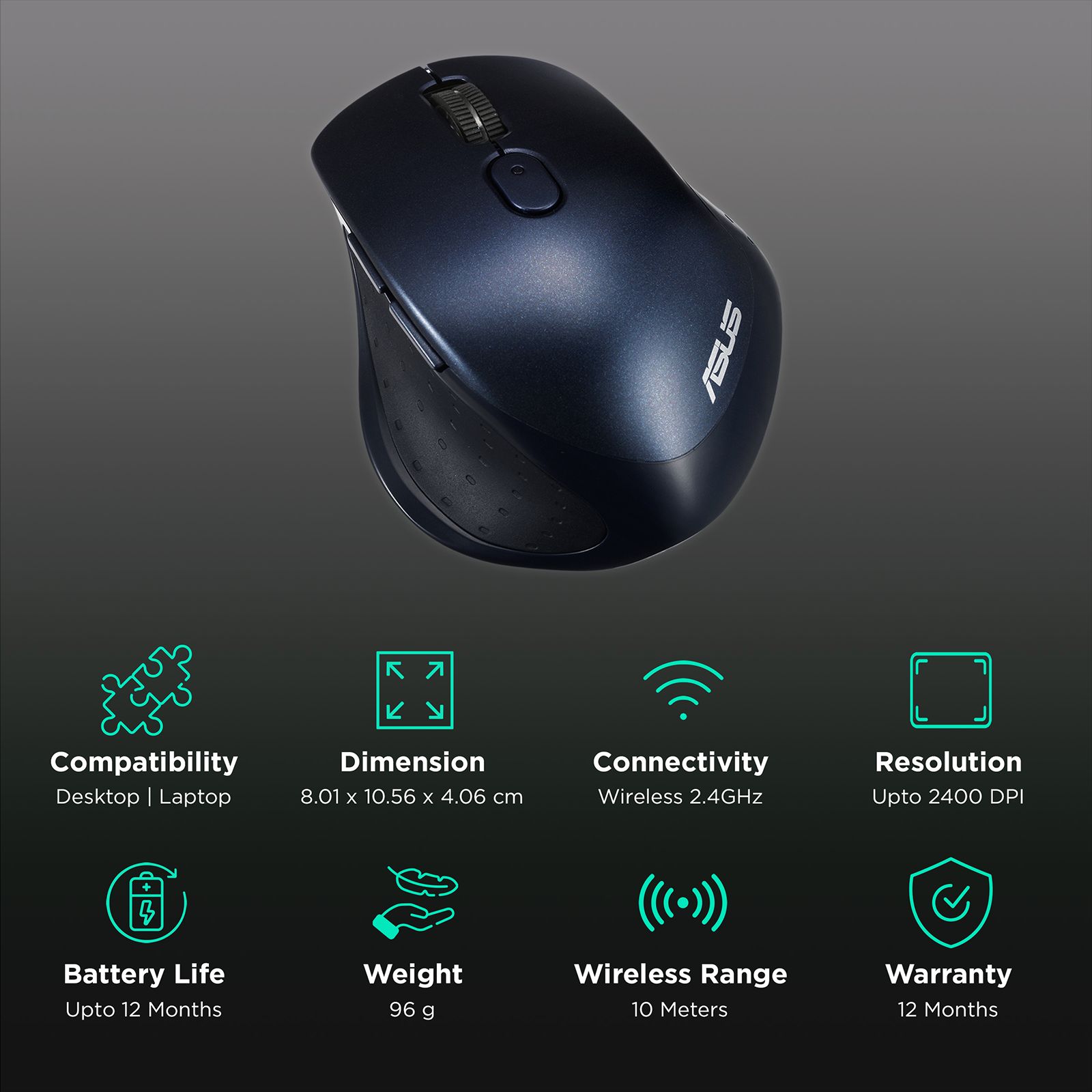 ASUS Silent MW203-BL Bluetooth 5.0 & 2.4GHz Wireless Optical Mouse with Vertical Scroll Wheel (2400 DPI Adjustable, Auto Sleep Mode, Blue) ASUS Silent MW203-BL Bluetooth 5.0 & 2.4GHz Wireless Optical Mouse with Vertical Scroll Wheel (2400 DPI Adjustable, Auto Sleep Mode, Blue)_2