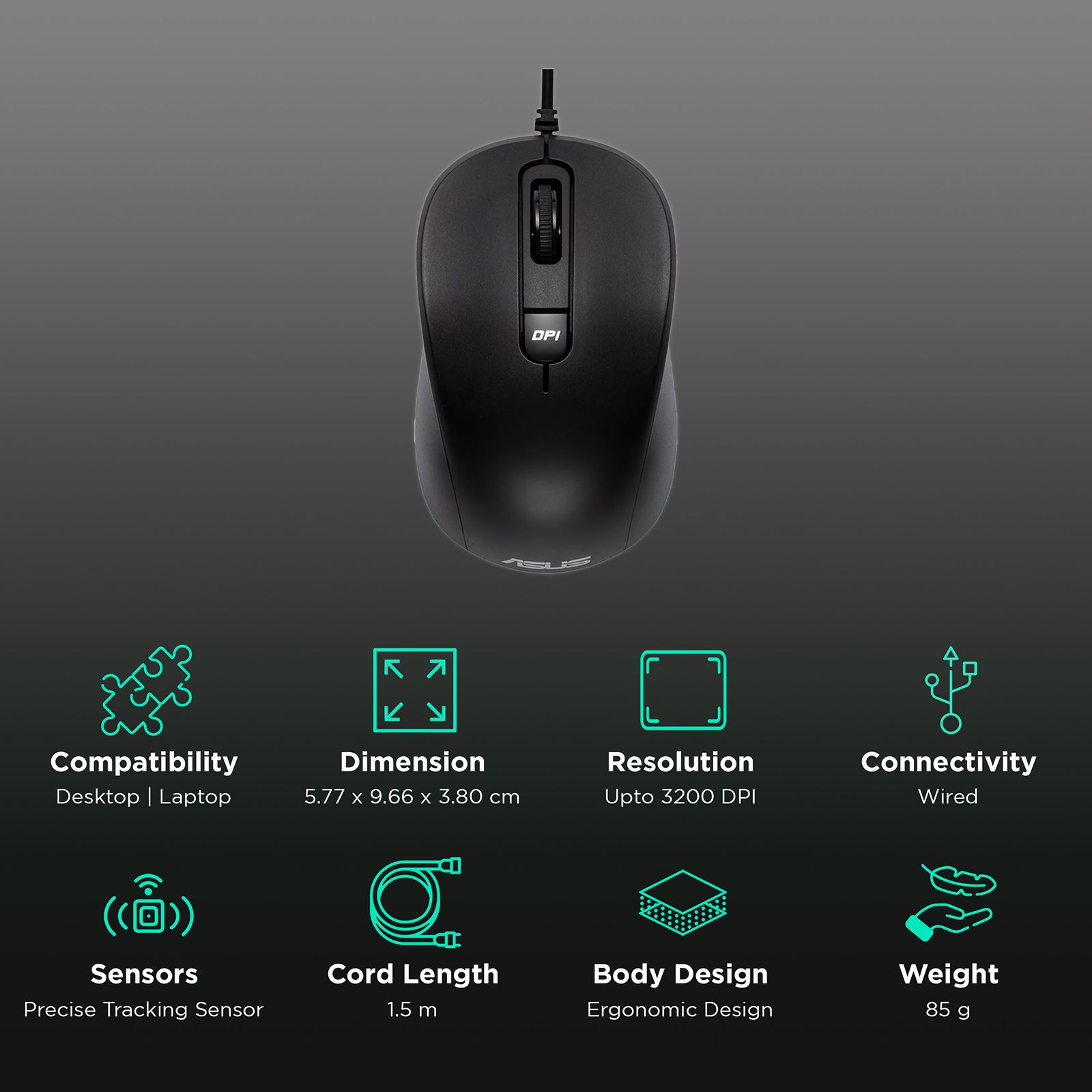 ASUS MU101C Wired Mouse (3200 DPI, Advanced Tracking Technology, Black) ASUS MU101C Wired Mouse (3200 DPI, Advanced Tracking Technology, Black)_2