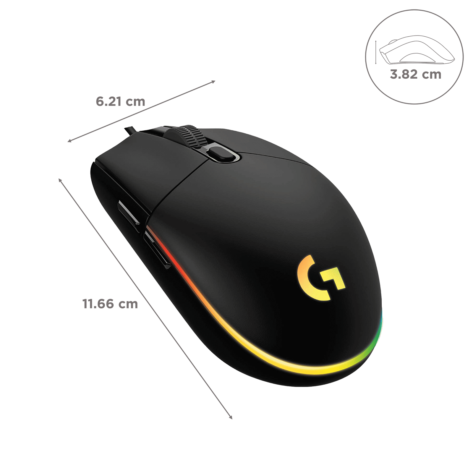 logitech G203 Wired Mouse with Customizable Buttons (8000 DPI, LED Lights, Black)_3