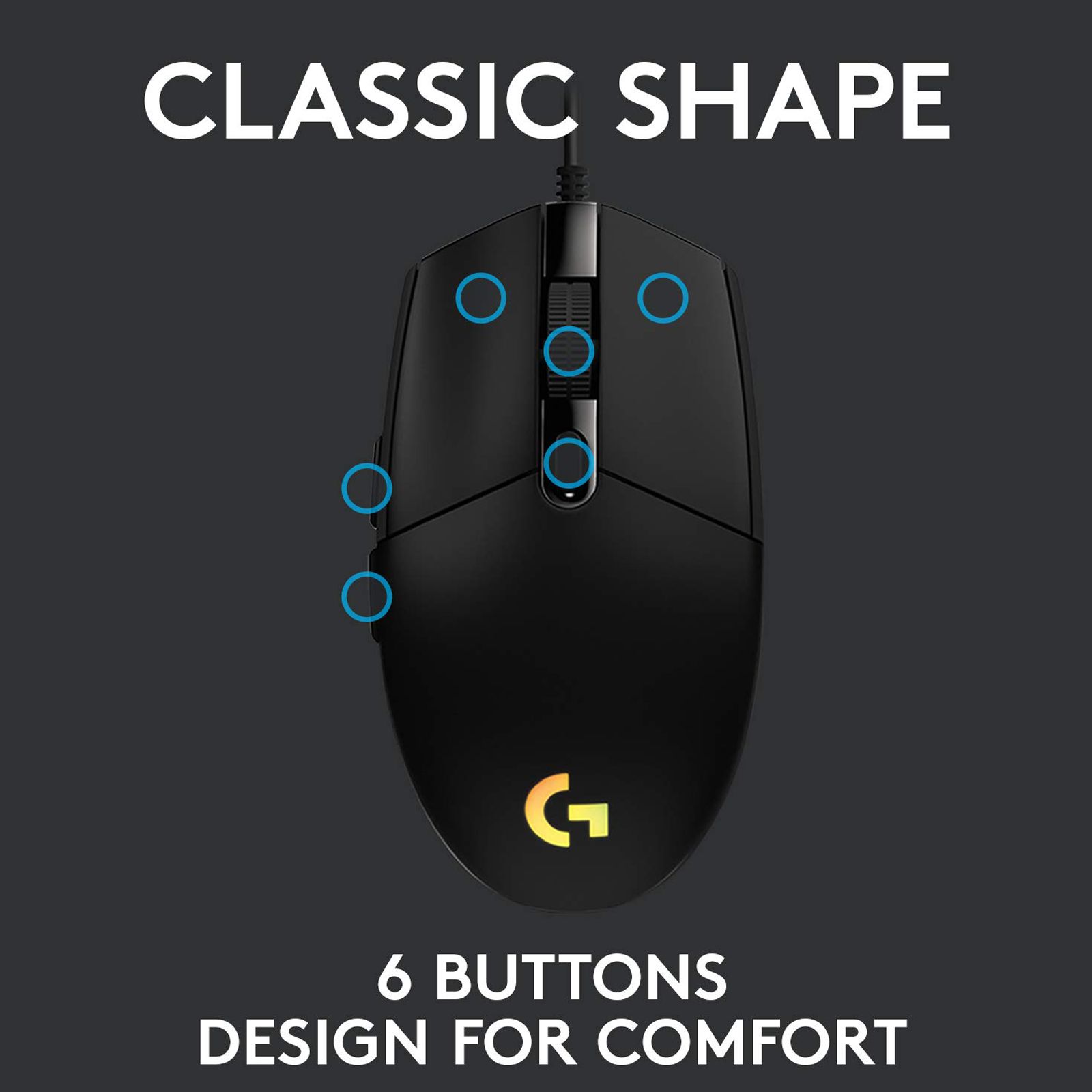 logitech G203 Wired Mouse with Customizable Buttons (8000 DPI, LED Lights, Black)_6