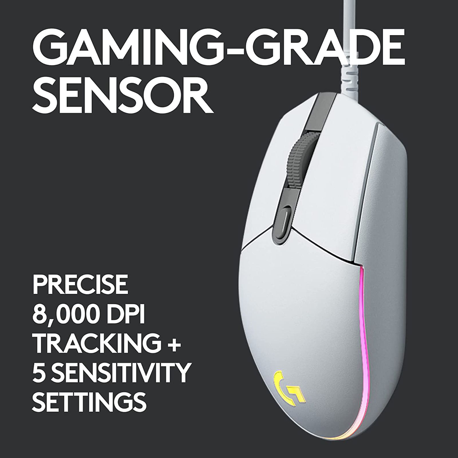 logitech G203 Wired Mouse with Customizable Buttons (8000 DPI, LED Lights, White) logitech G203 Wired Mouse with Customizable Buttons (8000 DPI, LED Lights, White)_4
