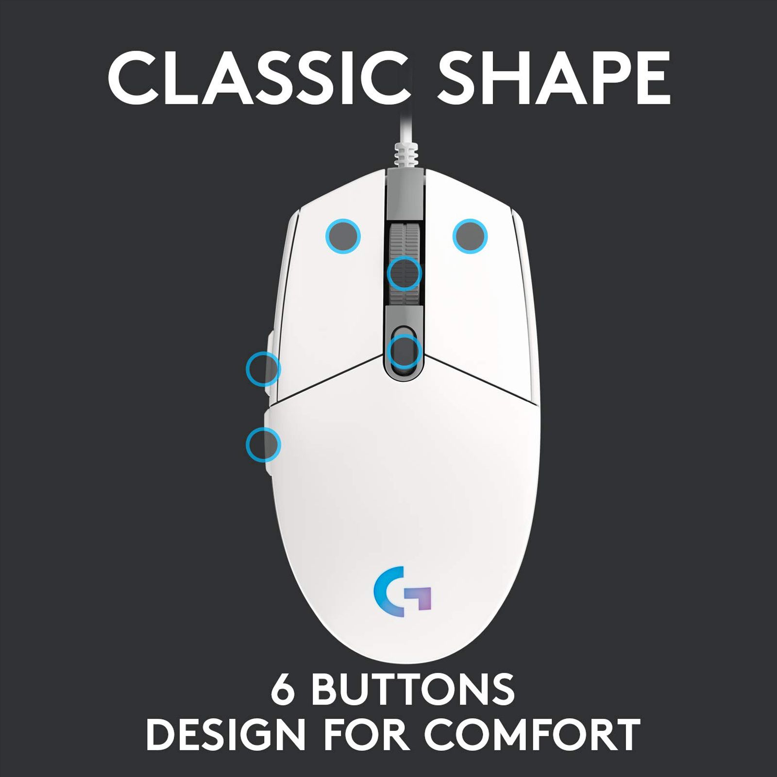 logitech G203 Wired Mouse with Customizable Buttons (8000 DPI, LED Lights, White) logitech G203 Wired Mouse with Customizable Buttons (8000 DPI, LED Lights, White)_6