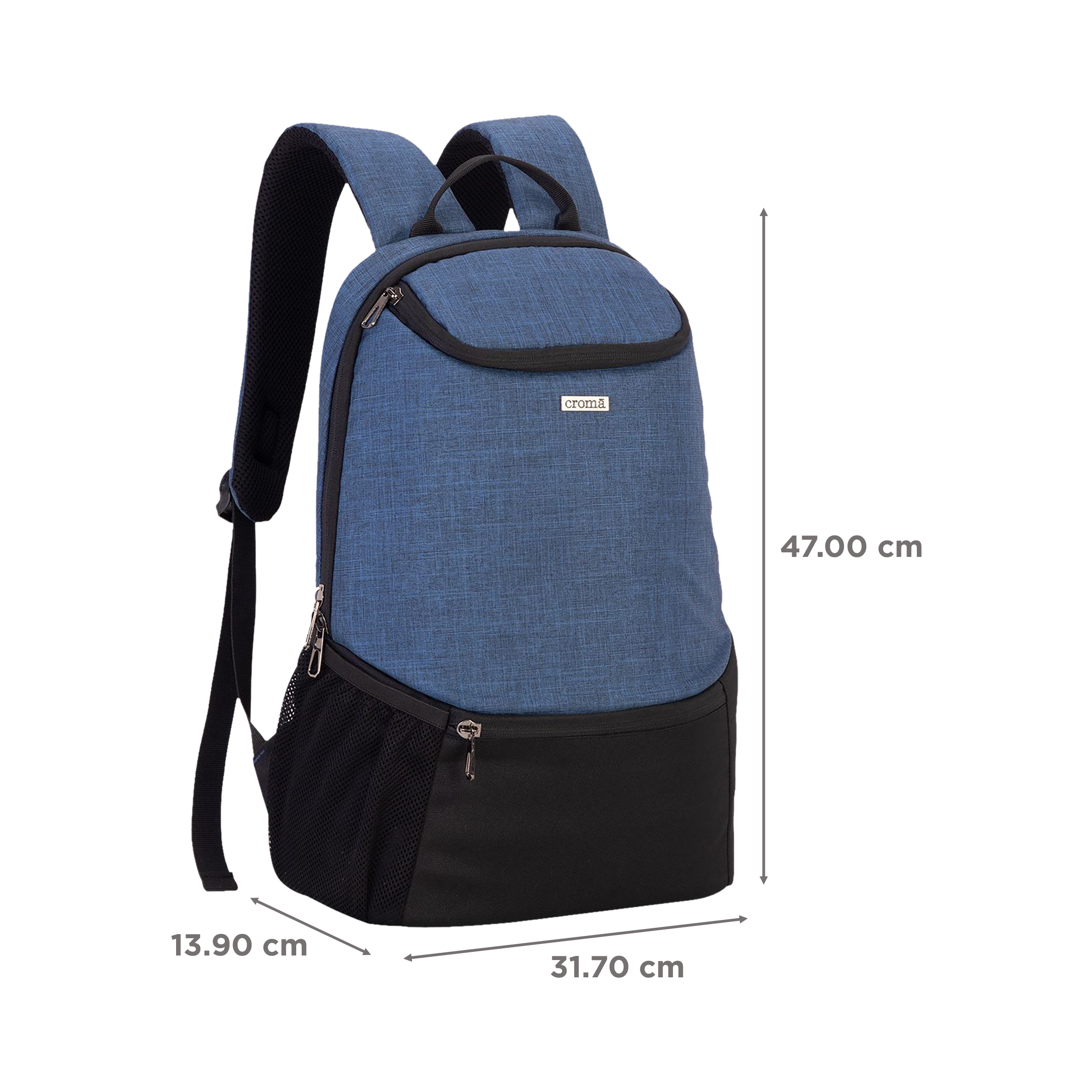 Croma Polyester Laptop Backpack for 15.6 Inch Laptop (21 L, Padded Shoulder Straps, Blue and Black) Croma Polyester Laptop Backpack for 15.6 Inch Laptop (21 L, Padded Shoulder Straps, Blue and Black)_3