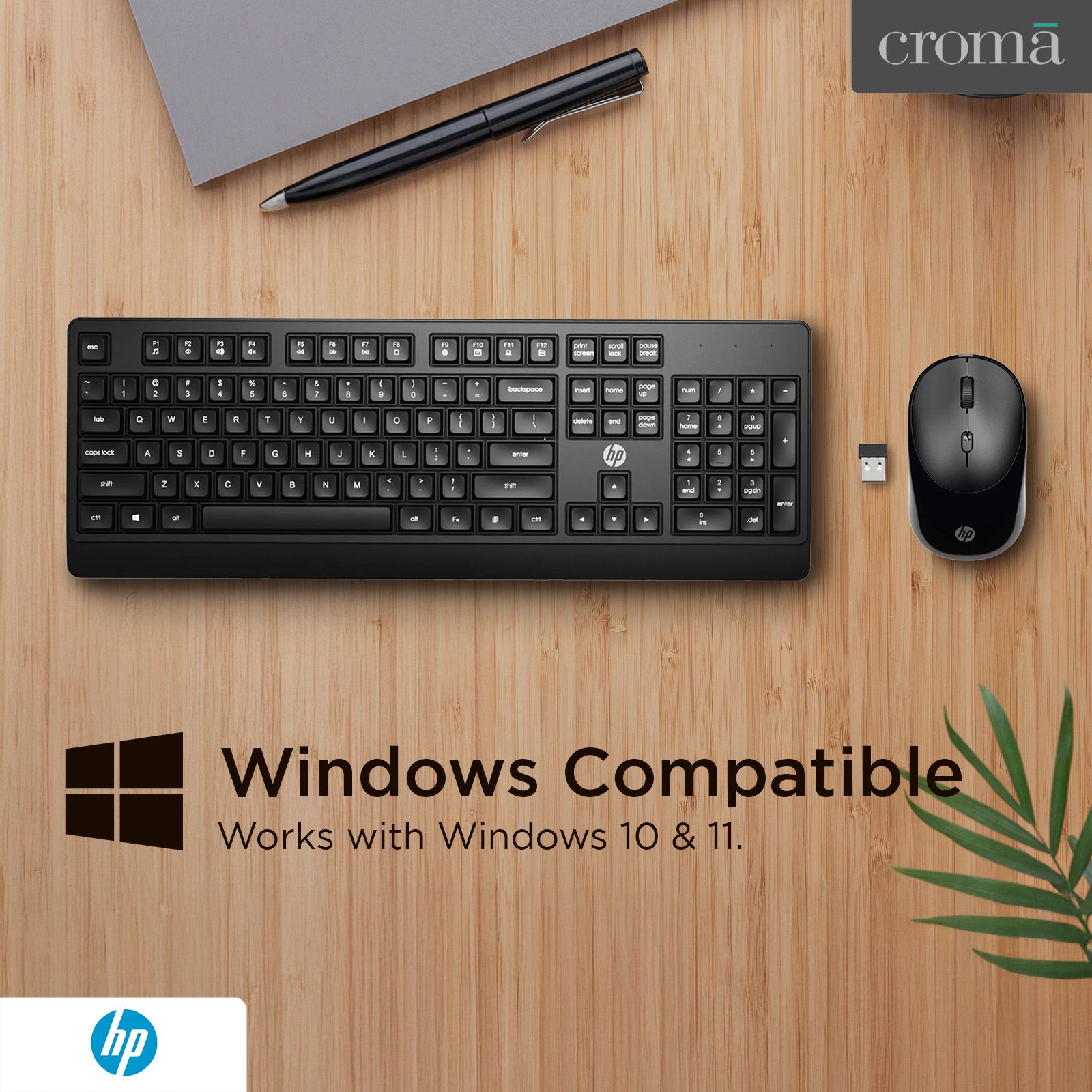 HP KM250 2.4 GHz Wireless Keyboard & Mouse Combo (1200 DPI, Ergonomic Design, Black)_7