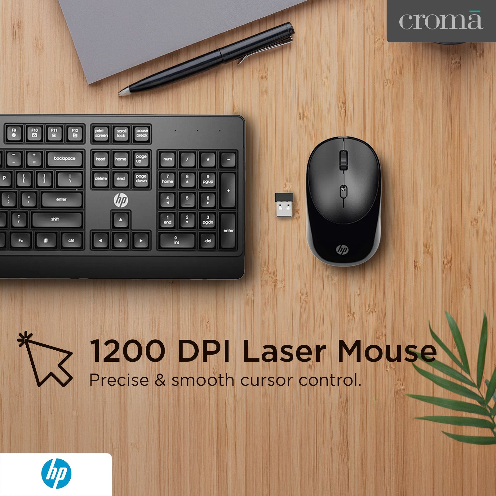 HP KM250 2.4 GHz Wireless Keyboard & Mouse Combo (1200 DPI, Ergonomic Design, Black)_3