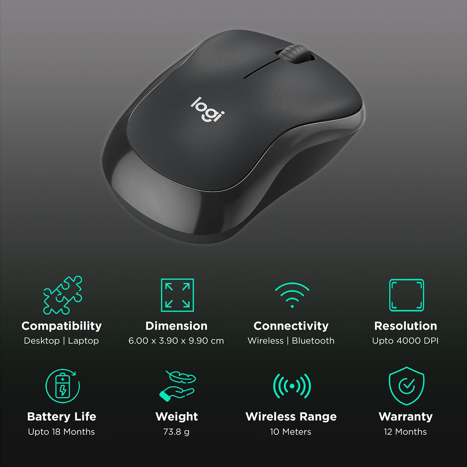 logitech M240 Bluetooth Wireless Optical Mouse (4000 DPI Adjustable, Sensor Technology, Graphite) logitech M240 Bluetooth Wireless Optical Mouse (4000 DPI Adjustable, Sensor Technology, Graphite)_2