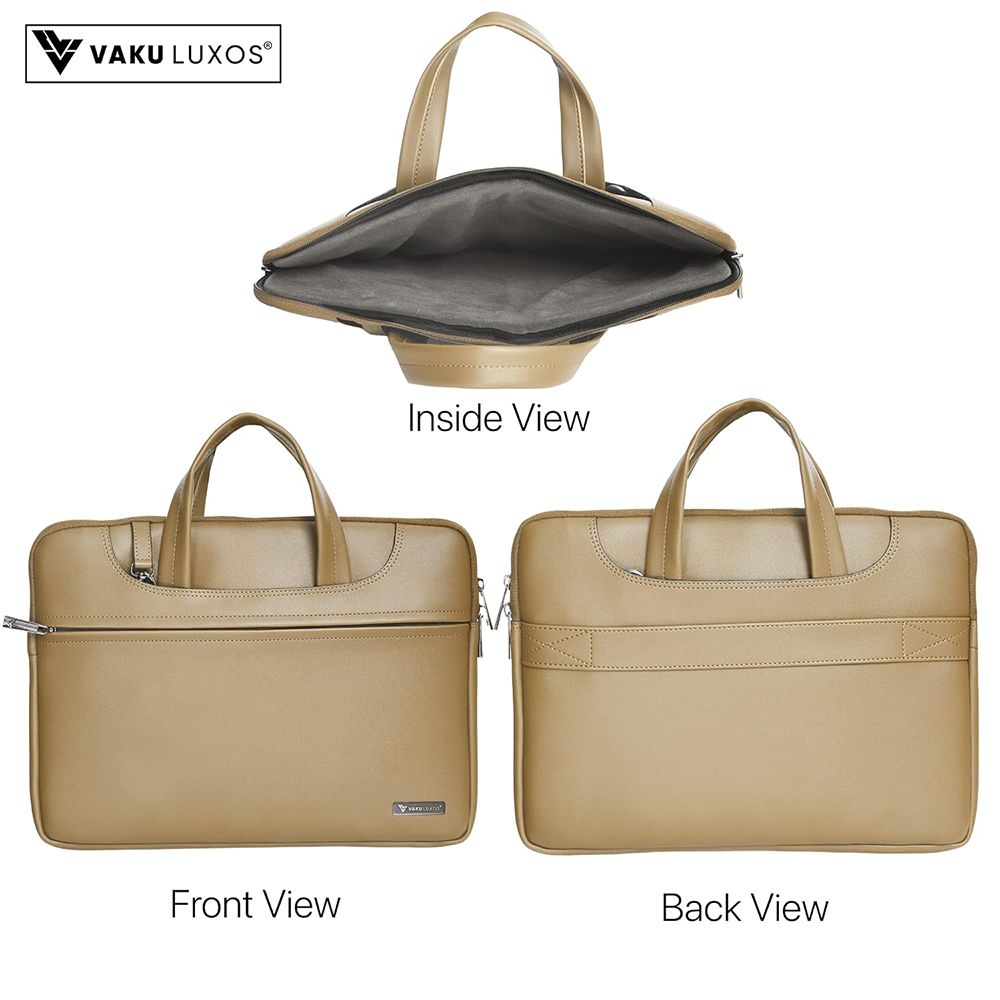 Dr. Vaku DA Italiano Polyurethane Leather, Polyester Sleeve for 14 Inch Laptop (Detachable Shoulder Strap, Tan Brown) Dr. Vaku DA Italiano Polyurethane Leather, Polyester Sleeve for 14 Inch Laptop (Detachable Shoulder Strap, Tan Brown)_8