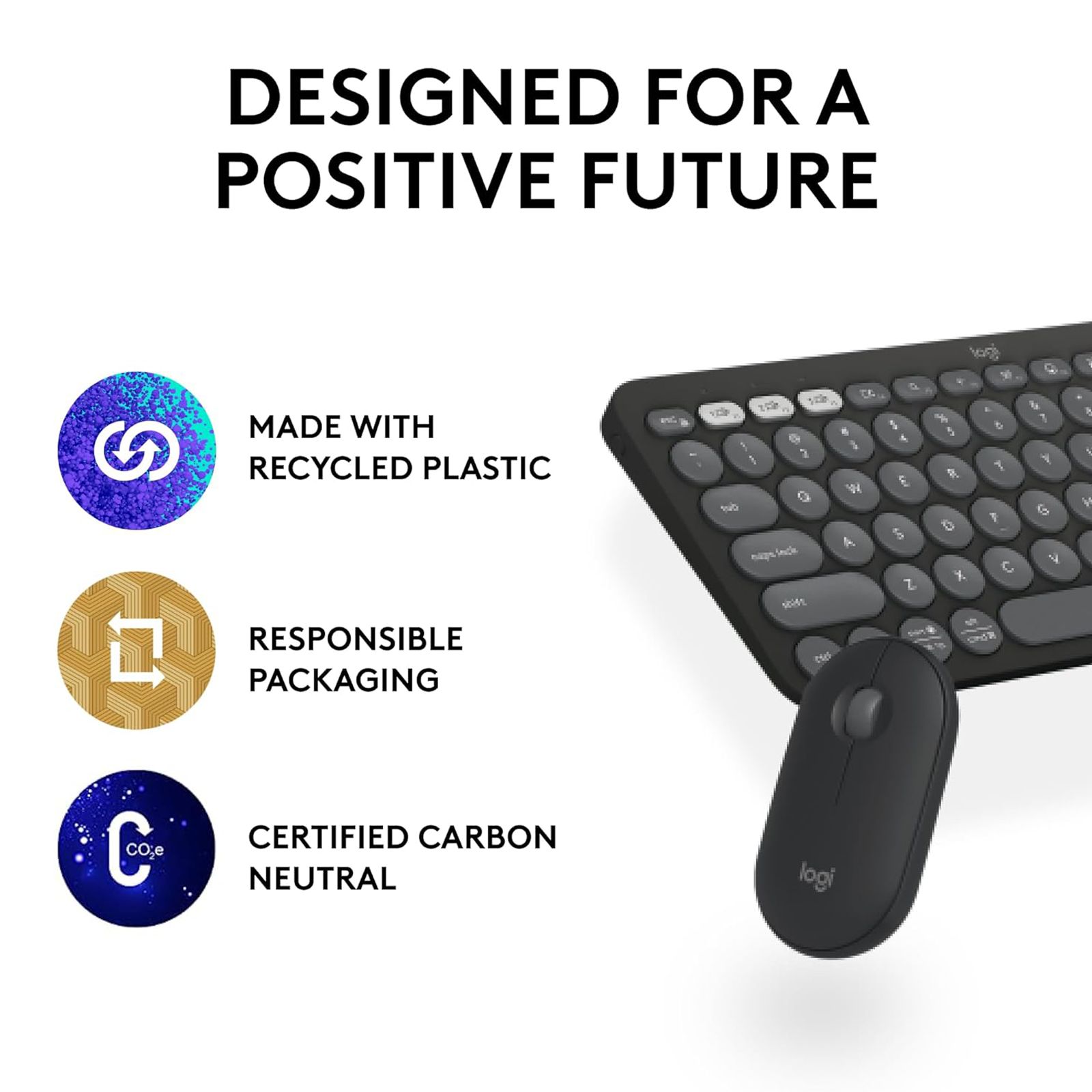 logitech Pebble 2 Wireless Keyboard and Mouse Combo (Multi-Device Pairing, 4000 DPI Adjustable, Graphite)_5