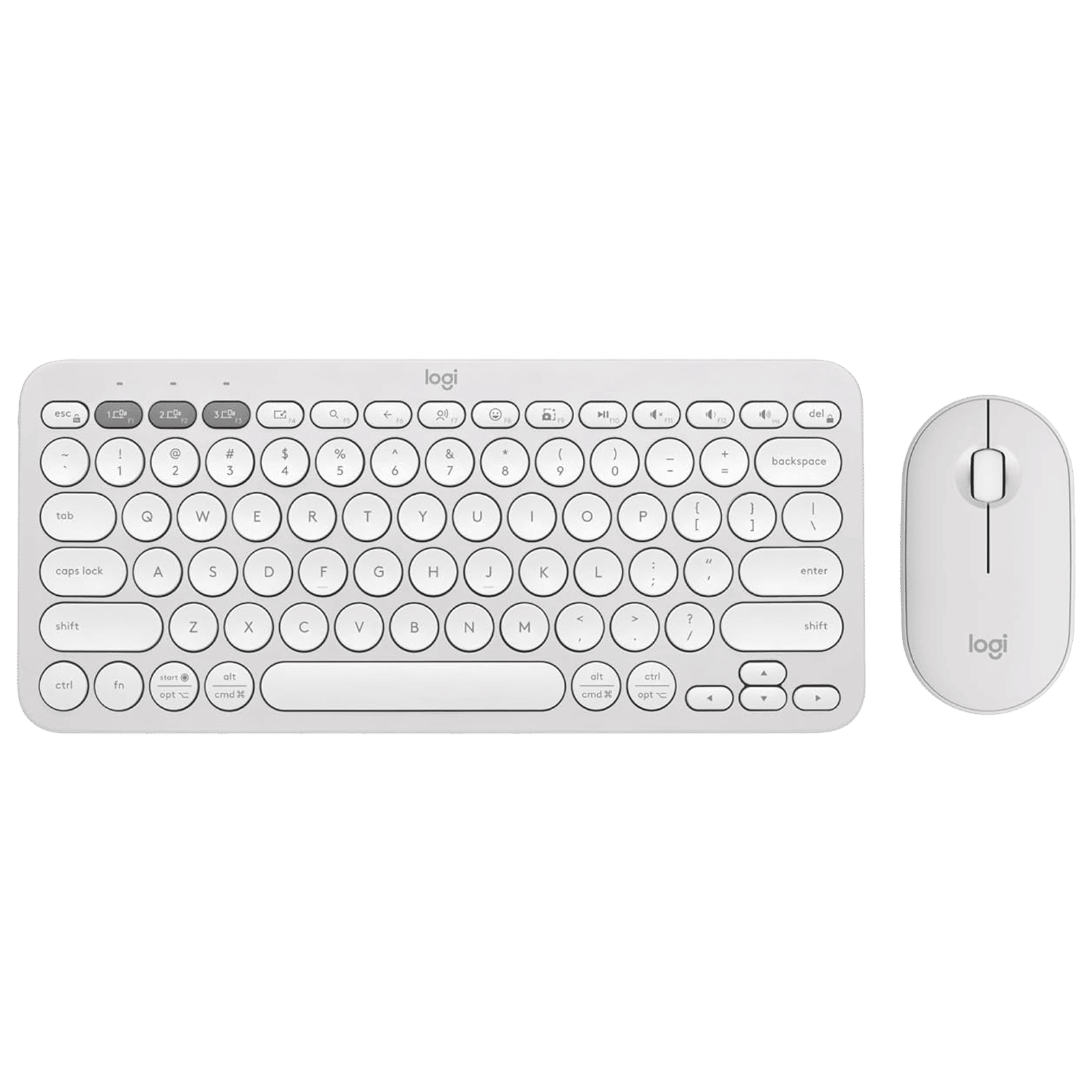 logitech Pebble 2 Wireless Keyboard and Mouse Combo (Quiet and Customizable, Tonal White) logitech Pebble 2 Wireless Keyboard and Mouse Combo (Quiet and Customizable, Tonal White)_1