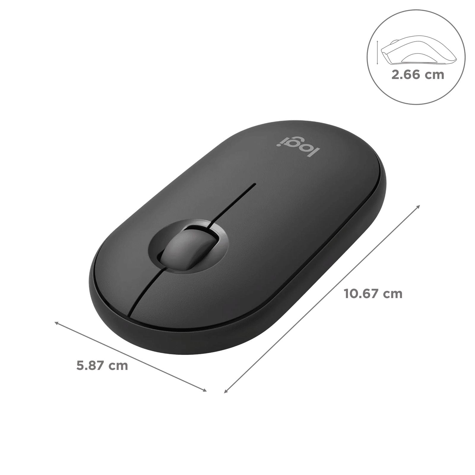 logitech Pebble Mouse 2 Wireless Optical Mouse with Silent Click Buttons (1000 DPI, Ultra Portable, Tonal Graphite)_3