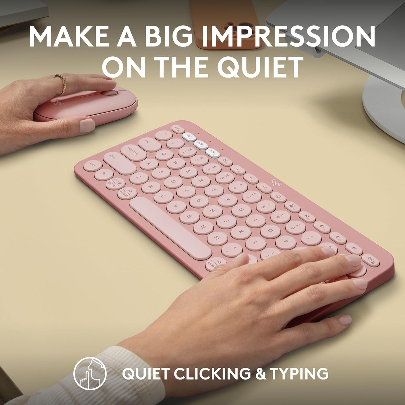 logitech Pebble 2 Wireless Keyboard and Mouse Combo (Silent Touch Technology, Tonal Rose) logitech Pebble 2 Wireless Keyboard and Mouse Combo (Silent Touch Technology, Tonal Rose)_4