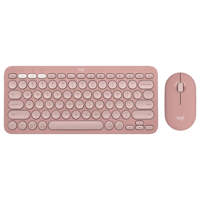 logitech Pebble 2 Wireless Keyboard and Mouse
                      Combo (Silent Touch Technology, Tonal Rose)