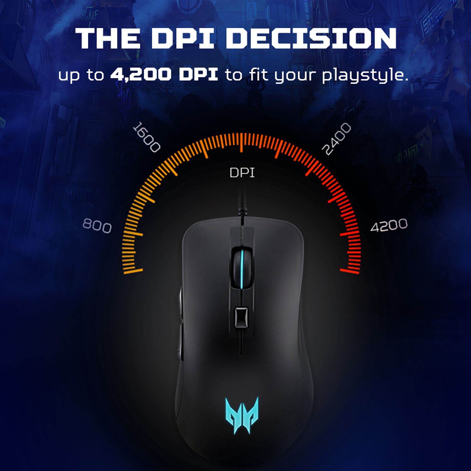 acer Predator Cestus 310 Wired Optical Mouse with 4 Preset Color Settings (4200 DPI, 10 Million Clicks, Black)_9