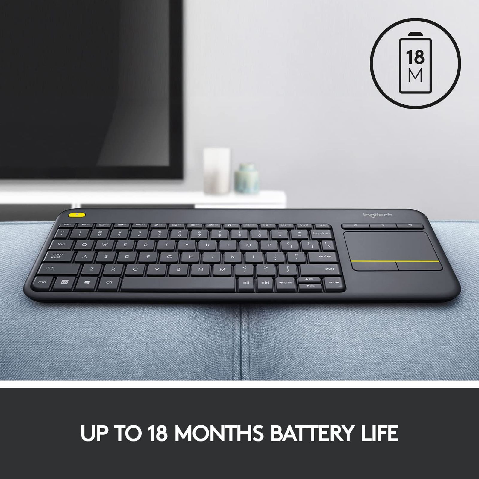 logitech K400 Plus 2.4GHz Wireless Keyboard with Built-in Touchpad (Upto 5 Million Keystrokes, Black)_9
