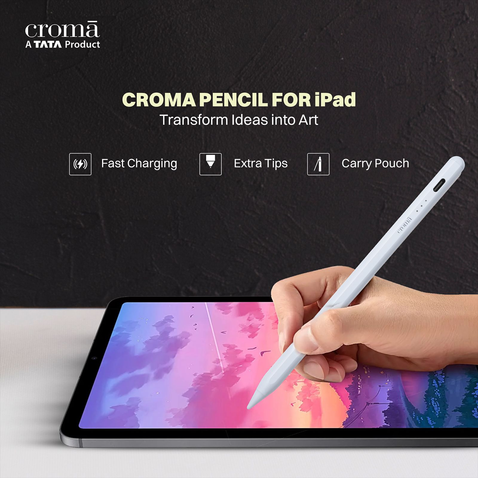 Croma Pencil For Apple iPad (Fast Charging, White)_5