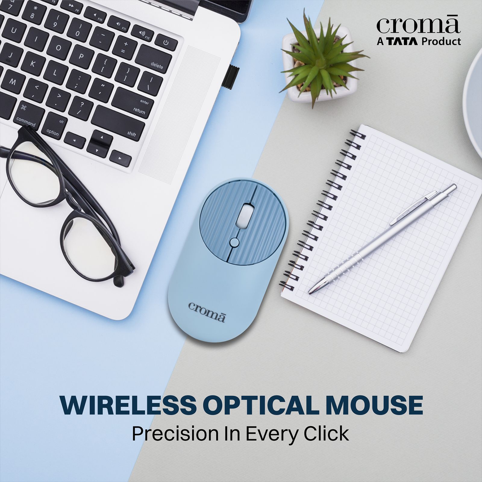 Croma 2.4 GHz Wireless Optical Mouse with Power Saving Feature (1600 DPI Adjustable, Ambidextrous Design, Blue) Croma 2.4 GHz Wireless Optical Mouse with Power Saving Feature (1600 DPI Adjustable, Ambidextrous Design, Blue)_7