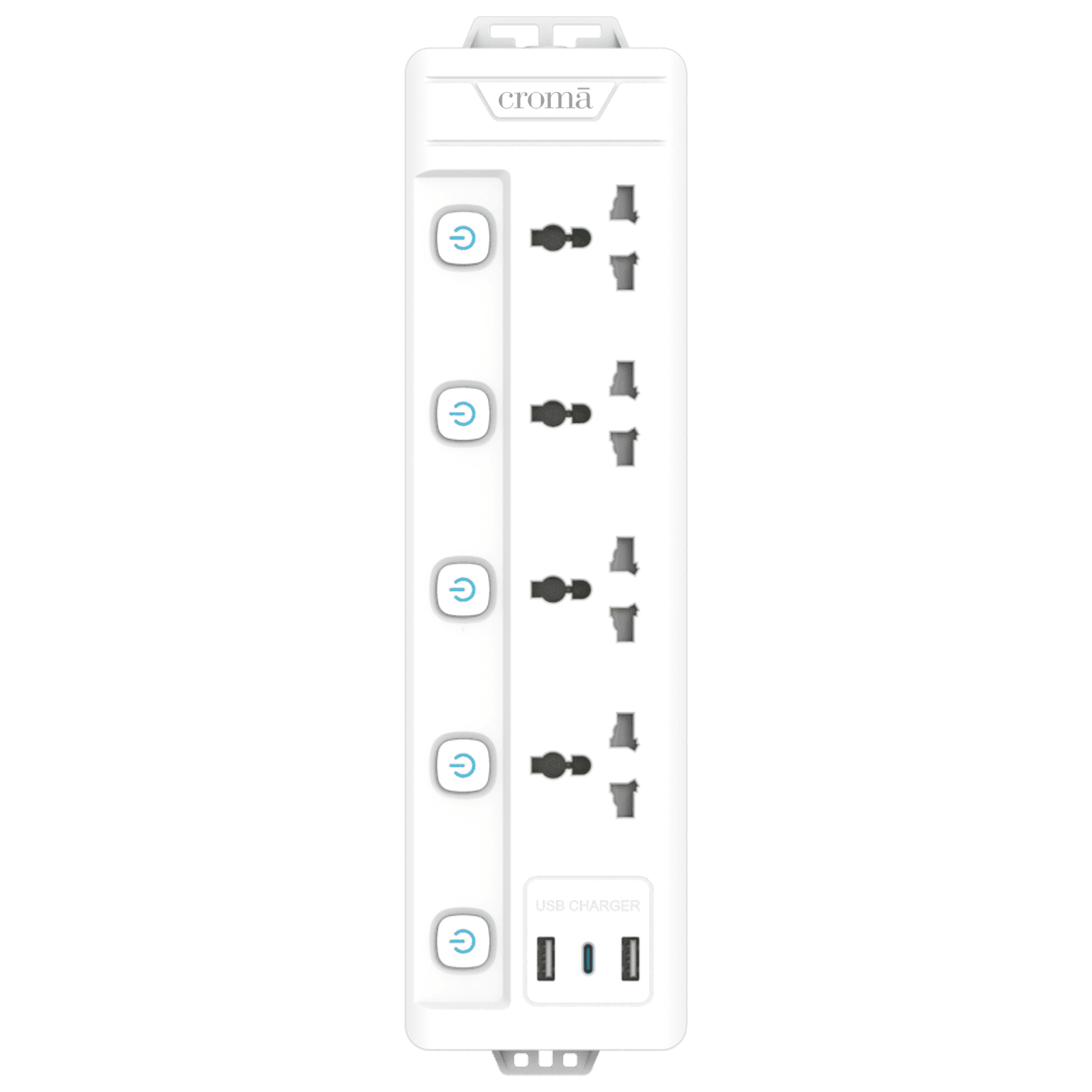 Croma 6 Amps 4 Sockets Surge Protector with Individual Switch (2 Meters, Child Safety Shutters, CRSP4WYSPA266202, White)_2