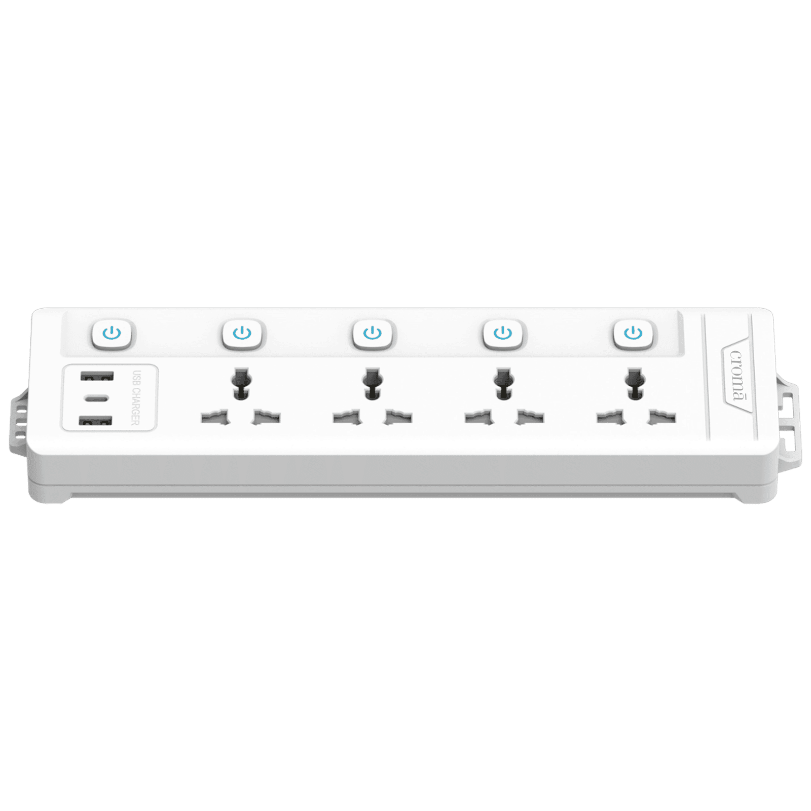 Croma 6 Amps 4 Sockets Surge Protector with Individual Switch (2 Meters, Child Safety Shutters, CRSP4WYSPA266202, White)_3