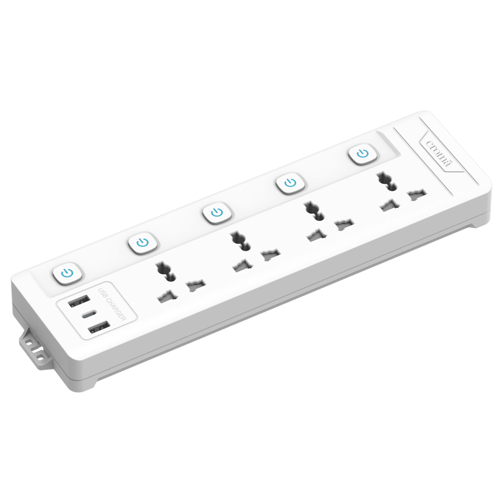 Croma 6 Amps 4 Sockets Surge Protector with Individual Switch (2 Meters, Child Safety Shutters, CRSP4WYSPA266202, White)_4