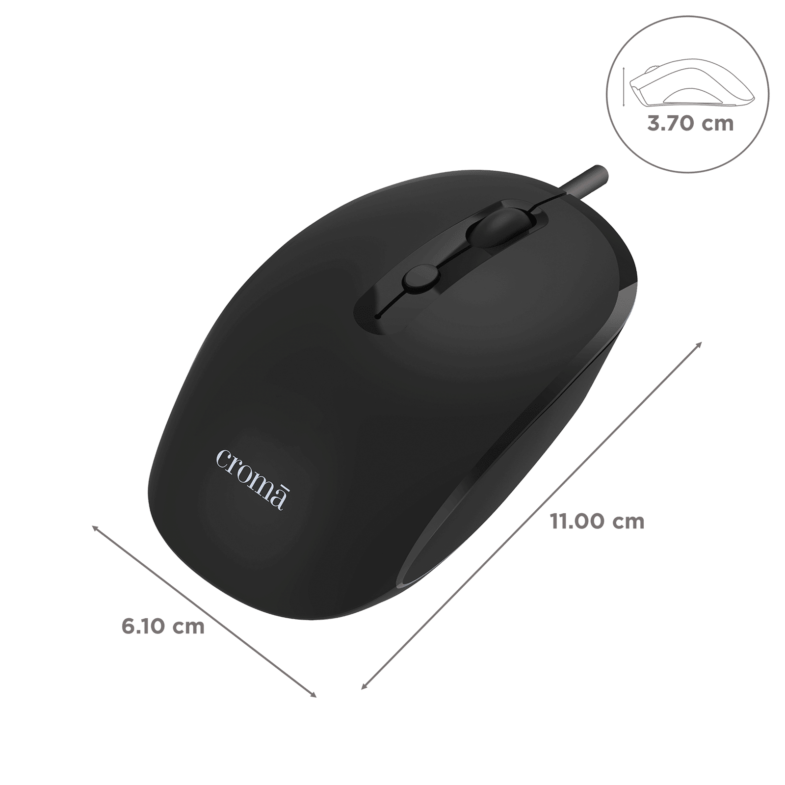 Croma Wired Optical Mouse with 4 Buttons (2400 DPI Adjustable, Ambidextrous Design, Black) Croma Wired Optical Mouse with 4 Buttons (2400 DPI Adjustable, Ambidextrous Design, Black)_3