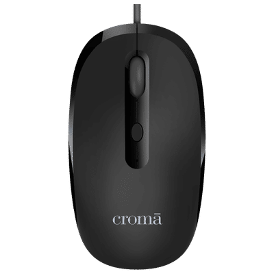 Croma Wired Optical Mouse with 4 Buttons
                      (2400 DPI Adjustable, Ambidextrous Design, Black)