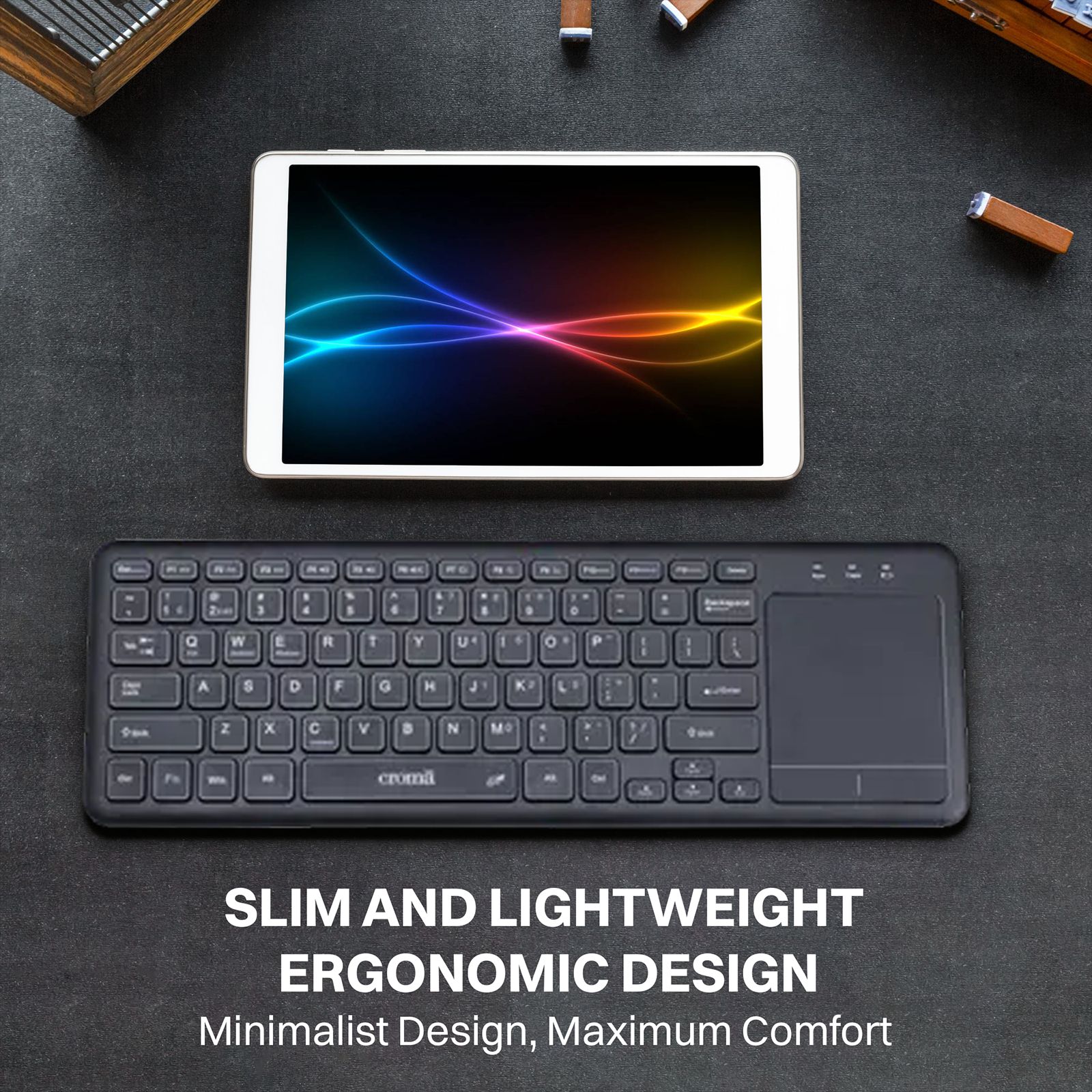 Croma 2.4 GHz Wireless Keyboard with Touchpad (Gesture Control Supported, Black)_11