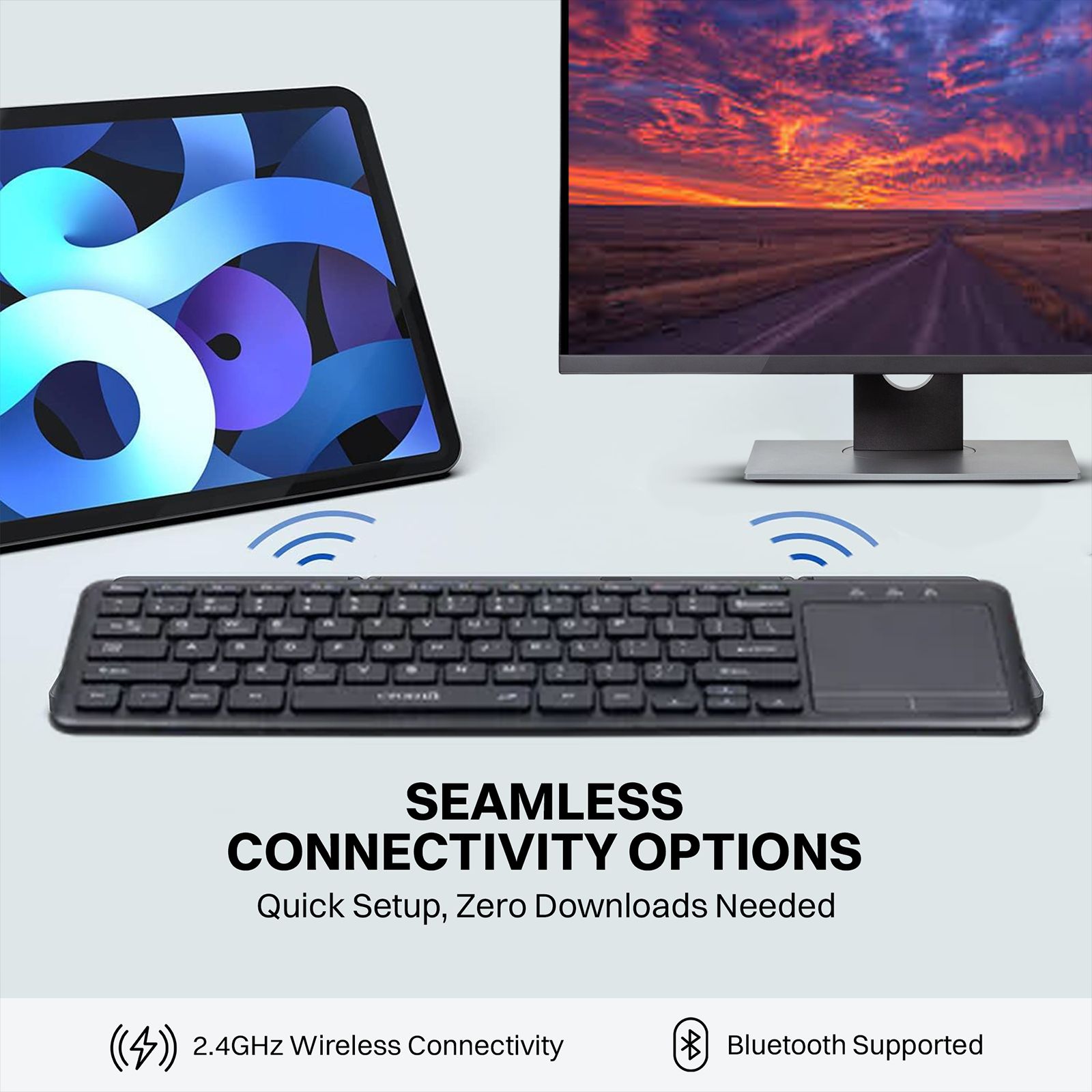Croma 2.4 GHz Wireless Keyboard with Touchpad (Gesture Control Supported, Black)_13