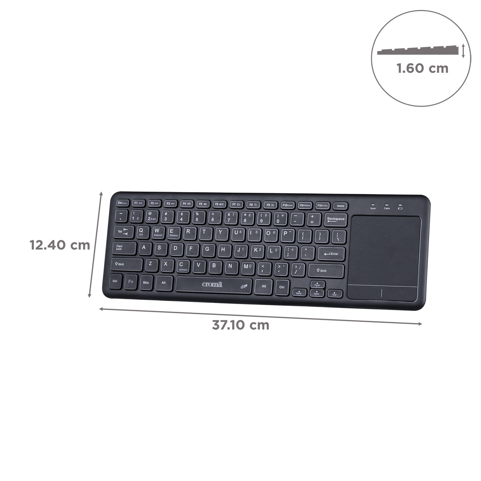 Croma 2.4 GHz Wireless Keyboard with Touchpad (Gesture Control Supported, Black)_3