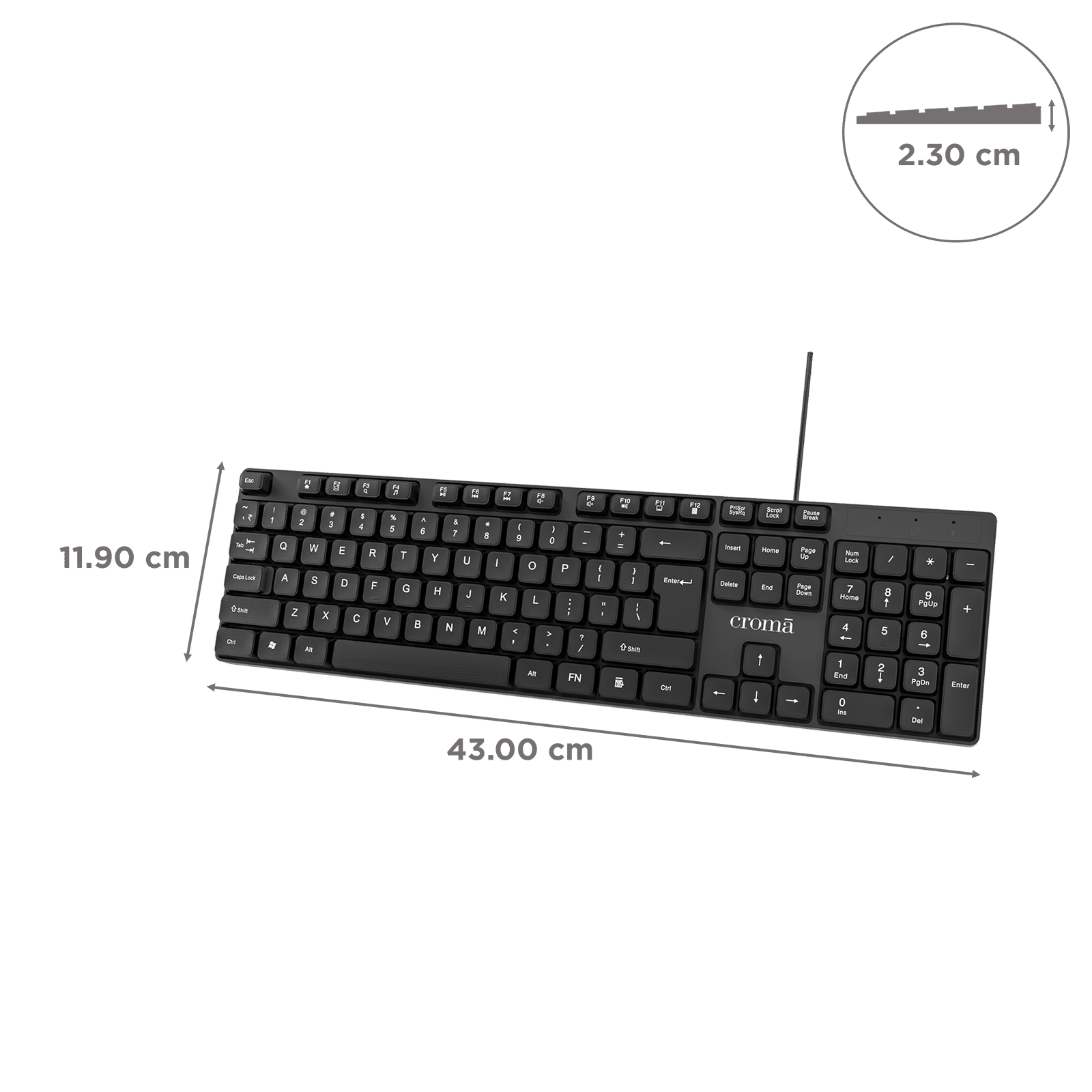 Croma Wired Keyboard with Multimedia Shortcuts (Robust & Compact, Black)_3