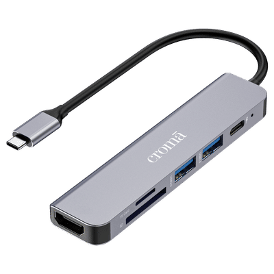 Croma 6-in-1 USB 3.0 Type C to HDMI, USB Type
                      A 3.0, USB Type C, TF Card & SD Card Slot
                      Multi Utility Hub (Supports Fast Charging, Grey)