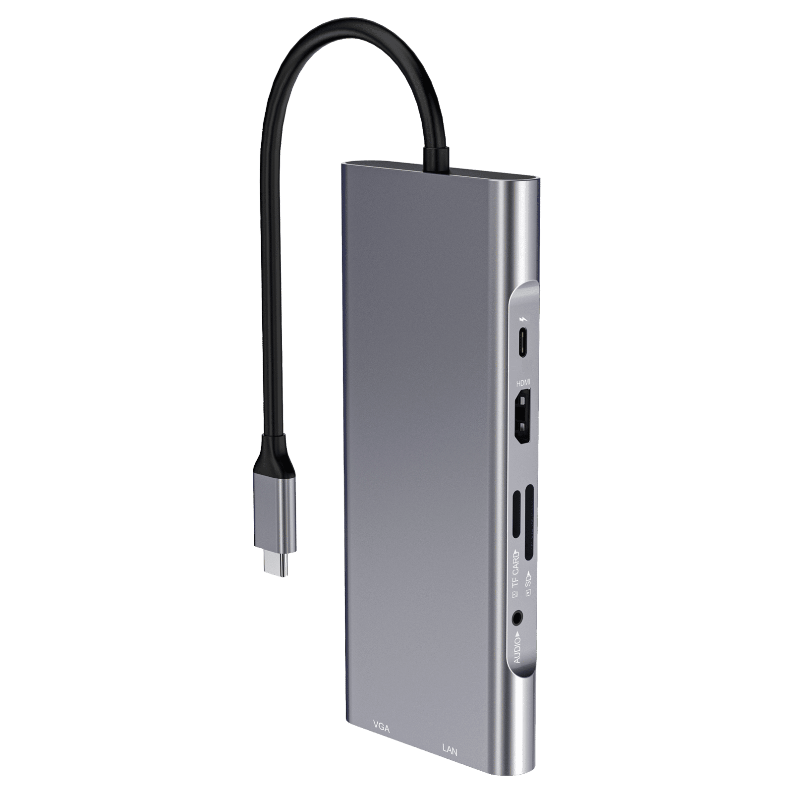 Croma 10-in-1 USB 3.0 Type C to USB-A 3.0, HDMI, VGA, SD, TF card, USB Type-C PD Port, Ethernet, 3.5mm Audio Jack Multi Utility Hub (Supports Fast Charging, Grey) Croma 10-in-1 USB 3.0 Type C to USB-A 3.0, HDMI, VGA, SD, TF card, USB Type-C PD Port, Ethernet, 3.5mm Audio Jack Multi Utility Hub (Supports Fast Charging, Grey)_5