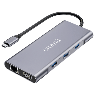 Croma 10-in-1 USB 3.0 Type C to USB-A 3.0,
                      HDMI, VGA, SD, TF card, USB Type-C PD Port,
                      Ethernet, 3.5mm Audio Jack Multi Utility Hub
                      (Supports Fast Charging, Grey)