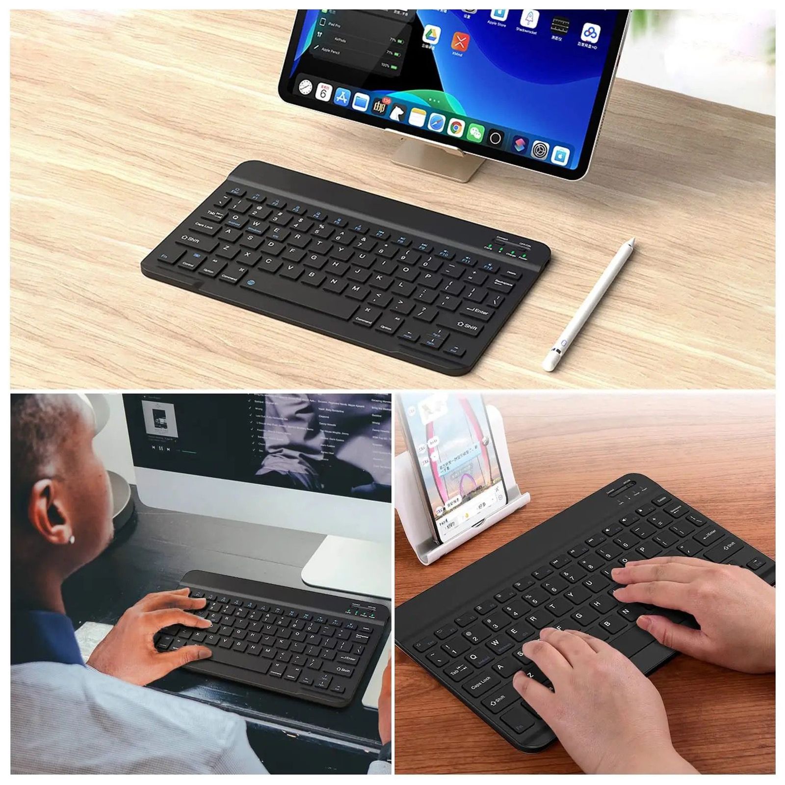 Candytech KEYBEE Bluetooth Keyboard for 10 Inch Tablets (ABS Material with 78 Keys, Black)_9