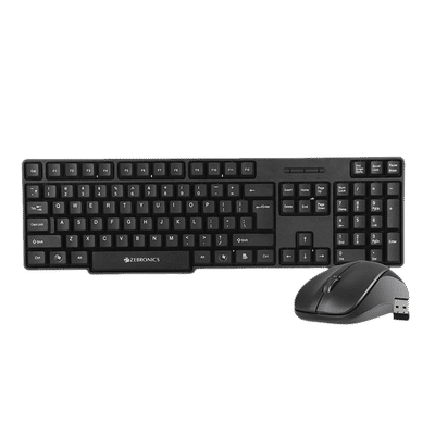 Zebronics Zeb Companion 107 Wireless Keyboard & Mouse Combo (104 Keys, 1200 DPI, Ergonomic Design, Black)